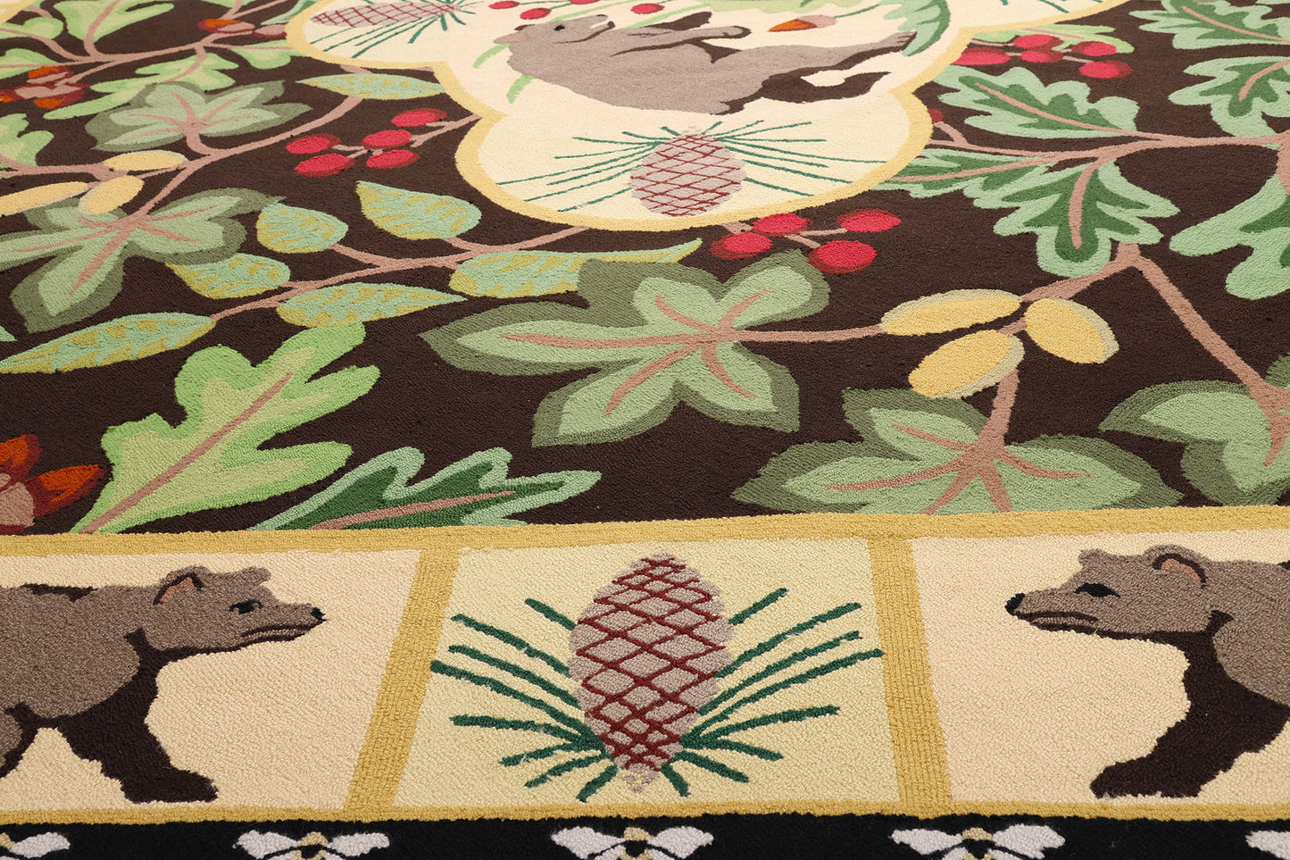 13 x 15 Vintage Sarah Gayle Carter Black Forest Hooked Rug 79239