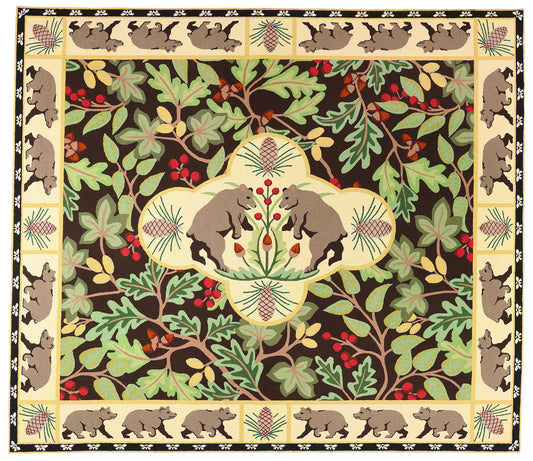 13 x 15 Vintage Sarah Gayle Carter Black Forest Hooked Rug 79239