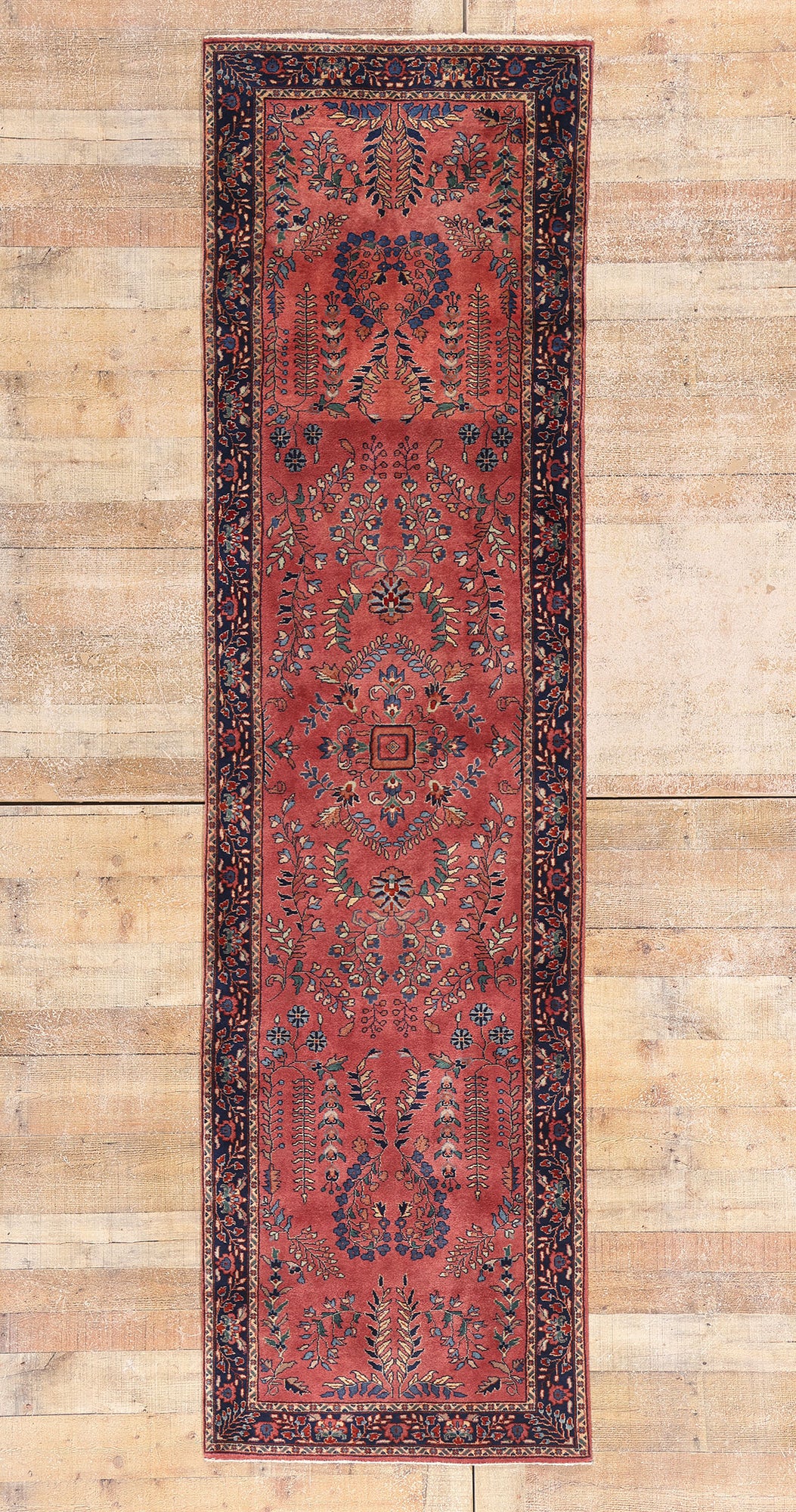 3 x 10 Vintage Indian Sarouk Rug 79274