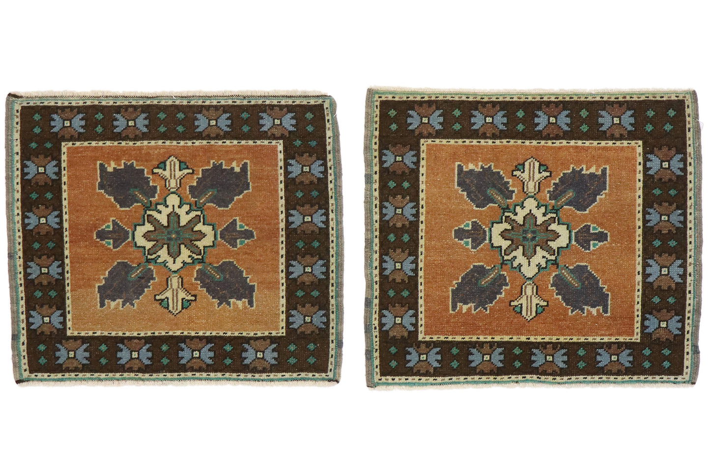 2 x 2 - Orange Vintage Turkish Oushak Rug - 53647