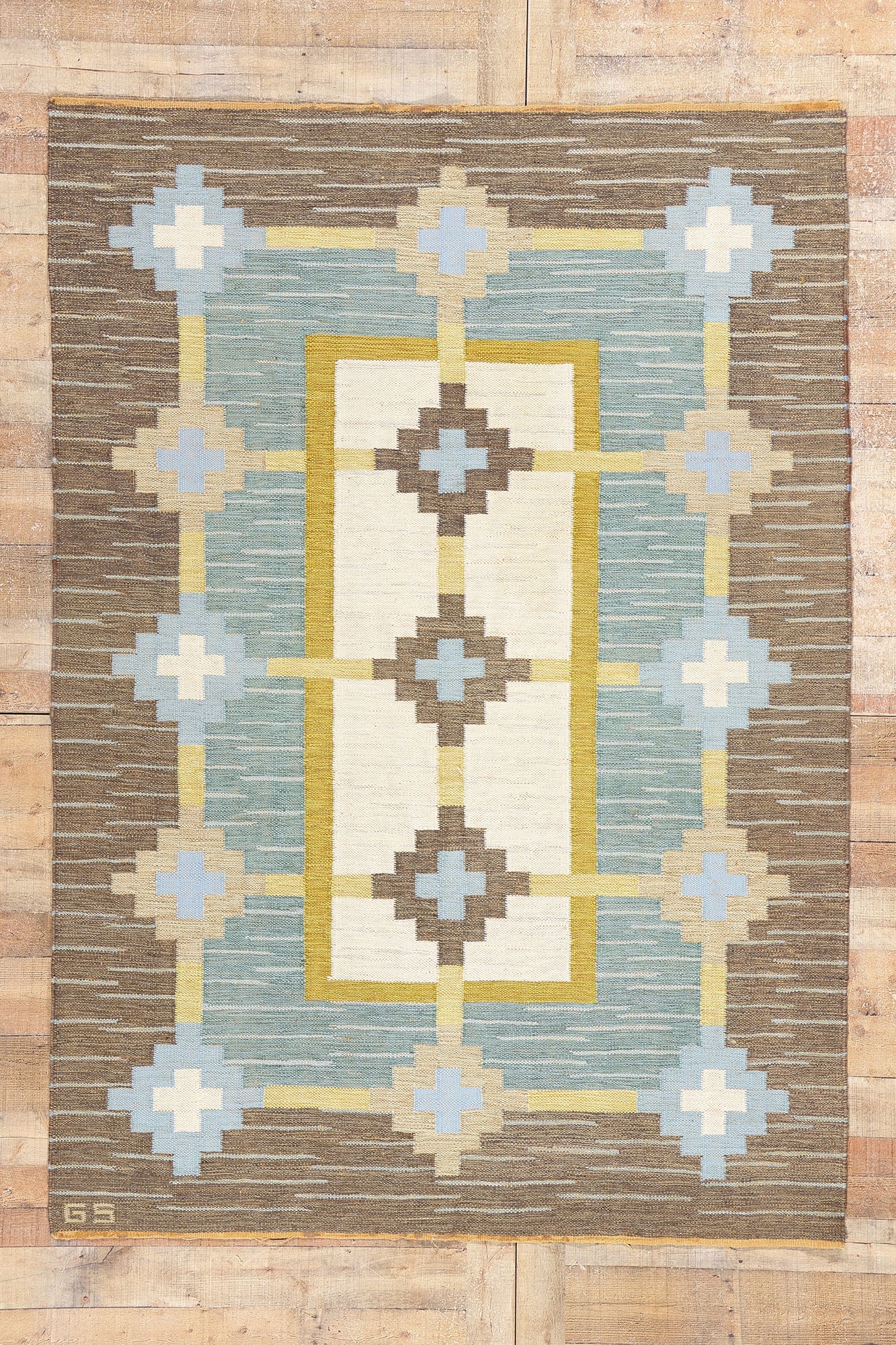 6 x 8 Sverker Greuholm Vintage Swedish Rollakan Rug 79047