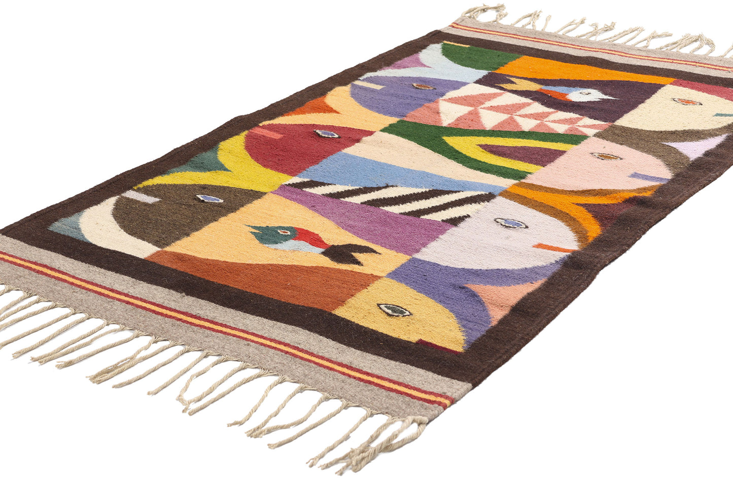 3 x 5 Vintage Tessellated Fish Zapotec Rug 79154