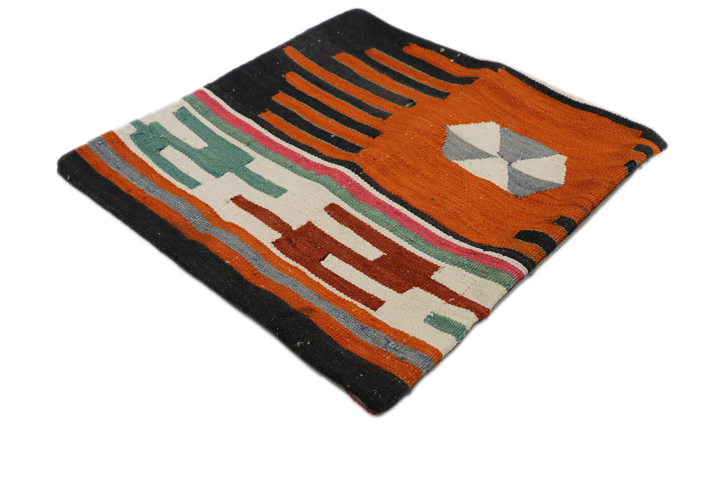 2 x 2 - Orange Vintage Turkish Pillow Rug - 53634