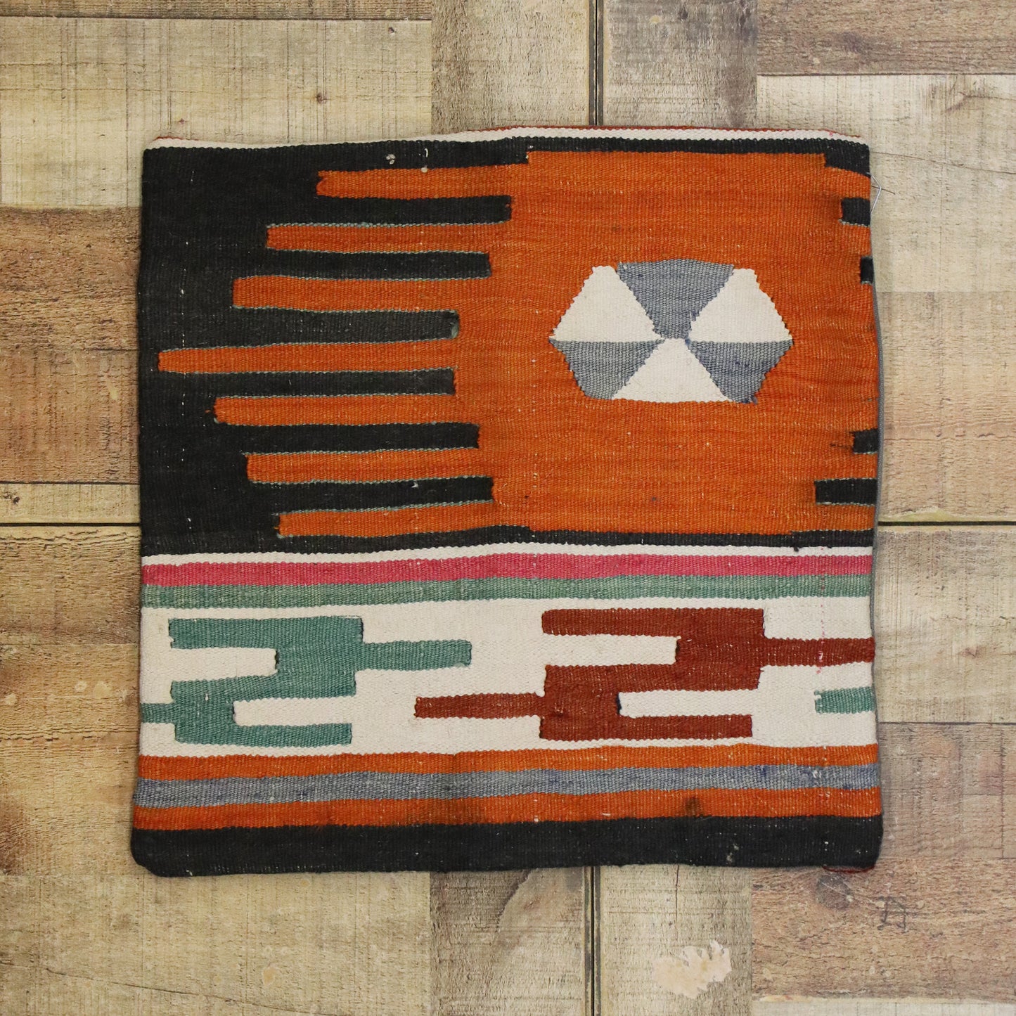 2 x 2 - Orange Vintage Turkish Pillow Rug - 53634