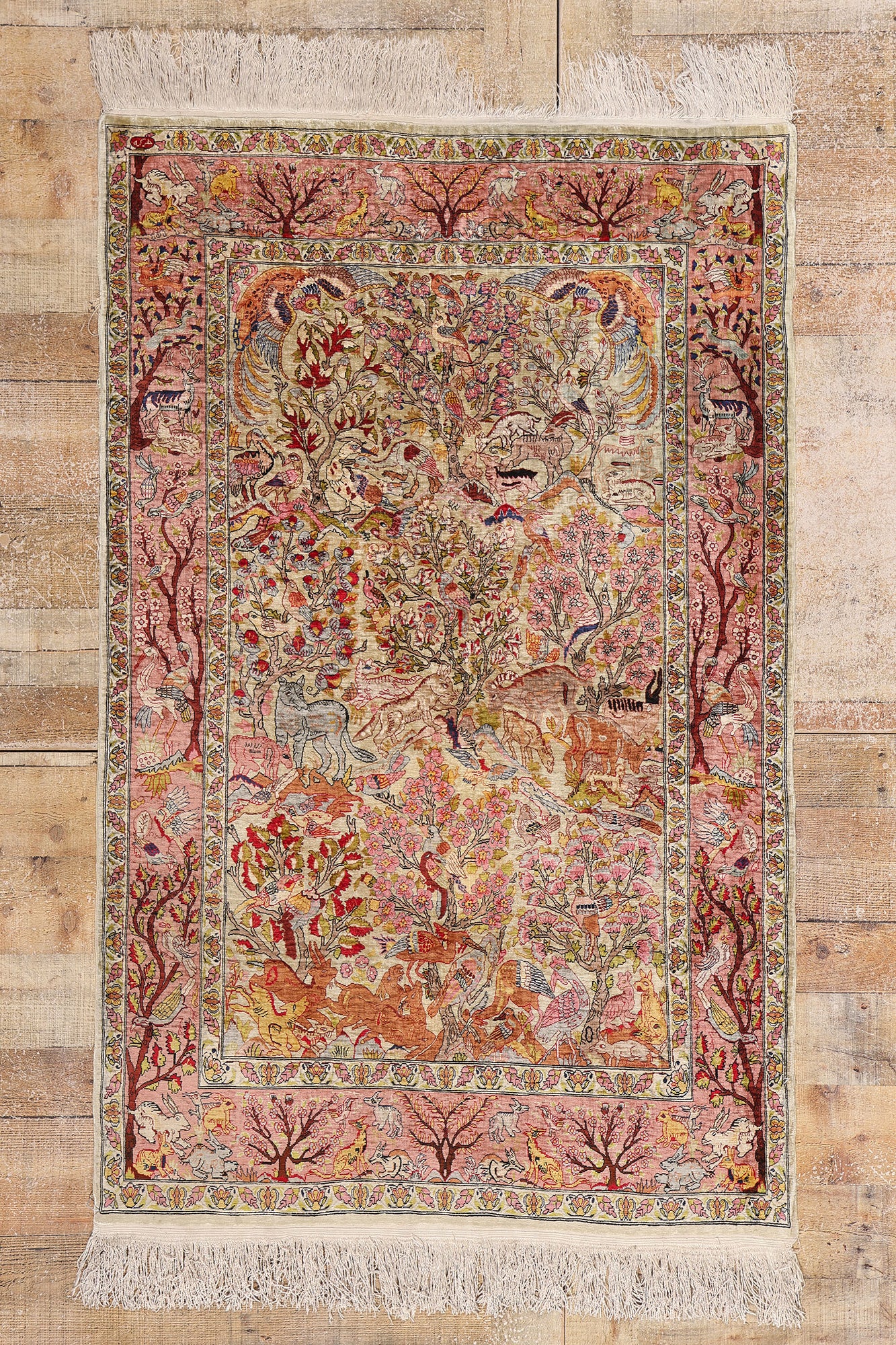 3 x 5 Vintage Turkish Silk Hereke Rug 79160