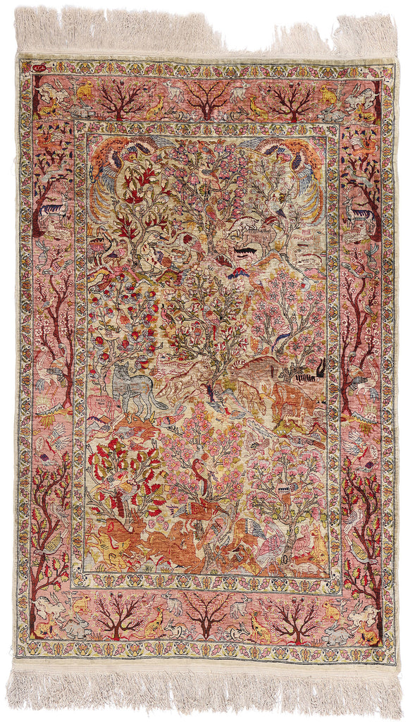 3 x 5 Vintage Turkish Silk Hereke Rug 79160