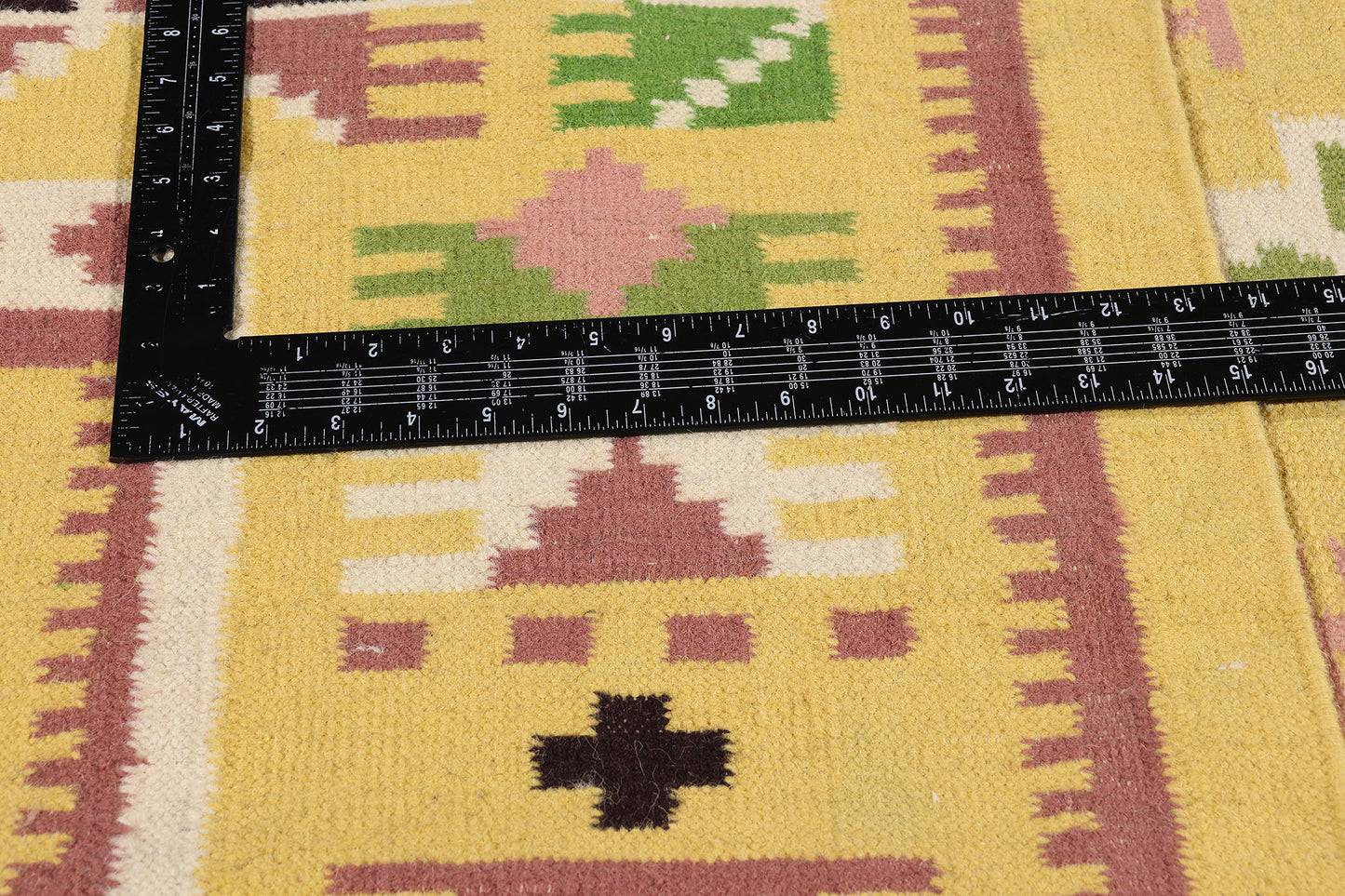 11 x 16 Yellow Vintage Indian Dhurrie Rug 79333