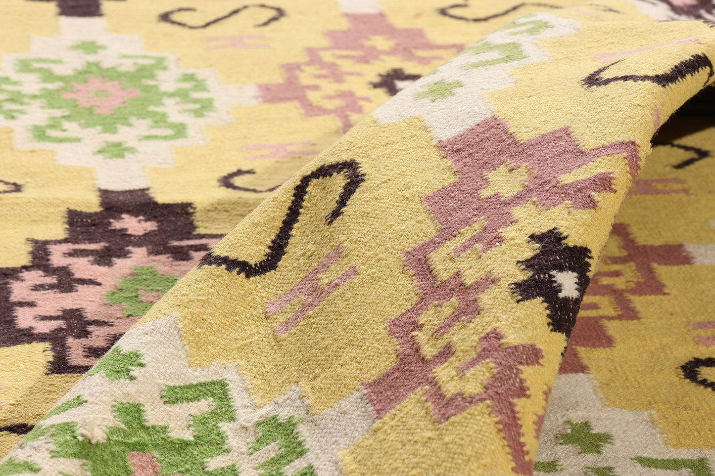 11 x 16 Yellow Vintage Indian Dhurrie Rug 79333
