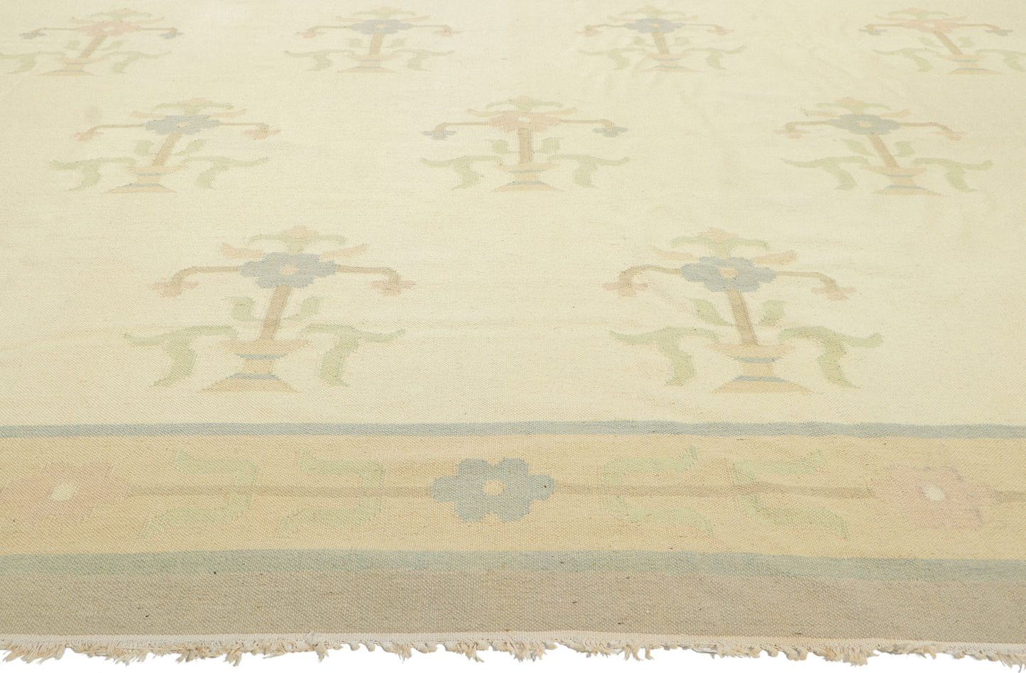 10 x 14 Vintage Floral Dhurrie Rug 78357