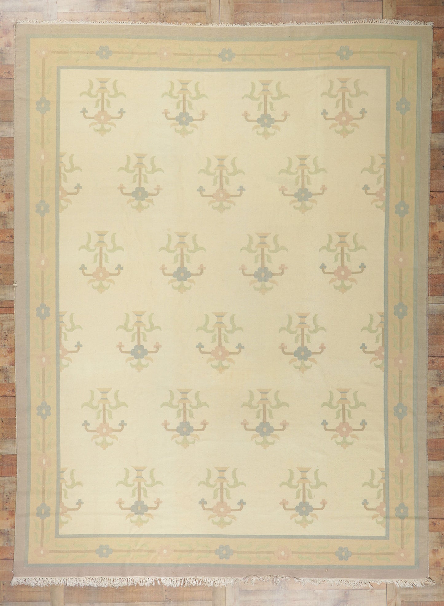 10 x 14 Vintage Floral Dhurrie Rug 78357