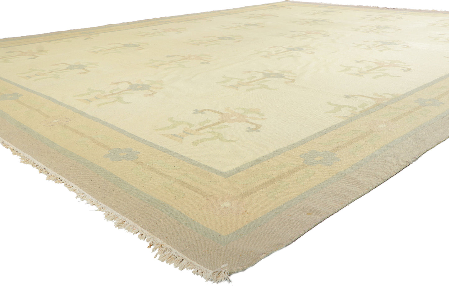 10 x 14 Vintage Floral Dhurrie Rug 78357