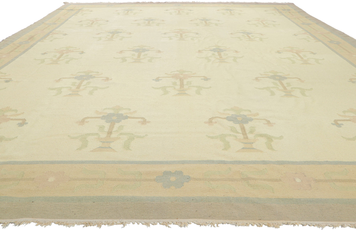 10 x 14 Vintage Floral Dhurrie Rug 78357