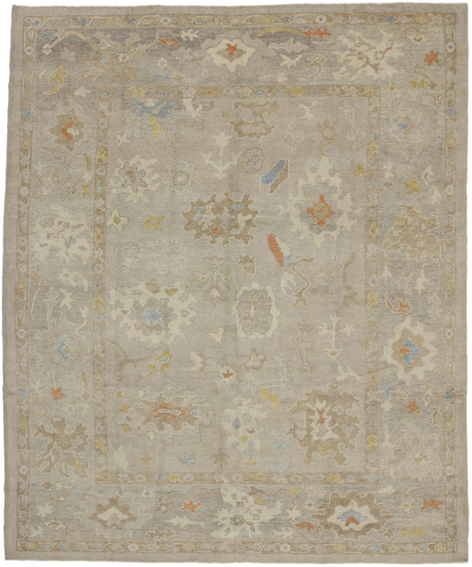 10 x 12 Earth-Tone Turkish Oushak Rug 52359