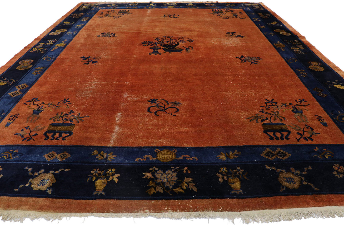 10 x 13 Distressed Antique Chinese Rug 78129