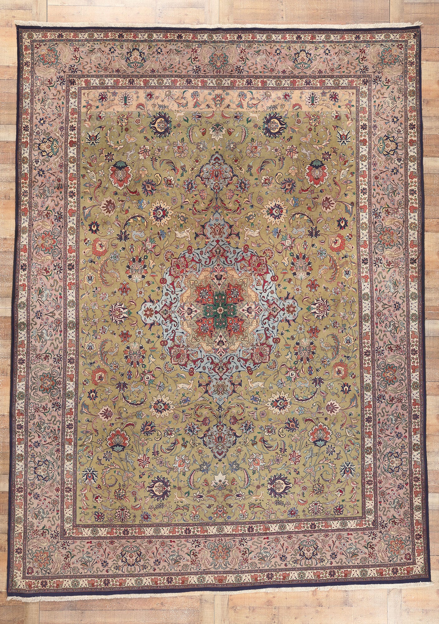 10 x 13 Vintage Persian Tabriz Rug 53864