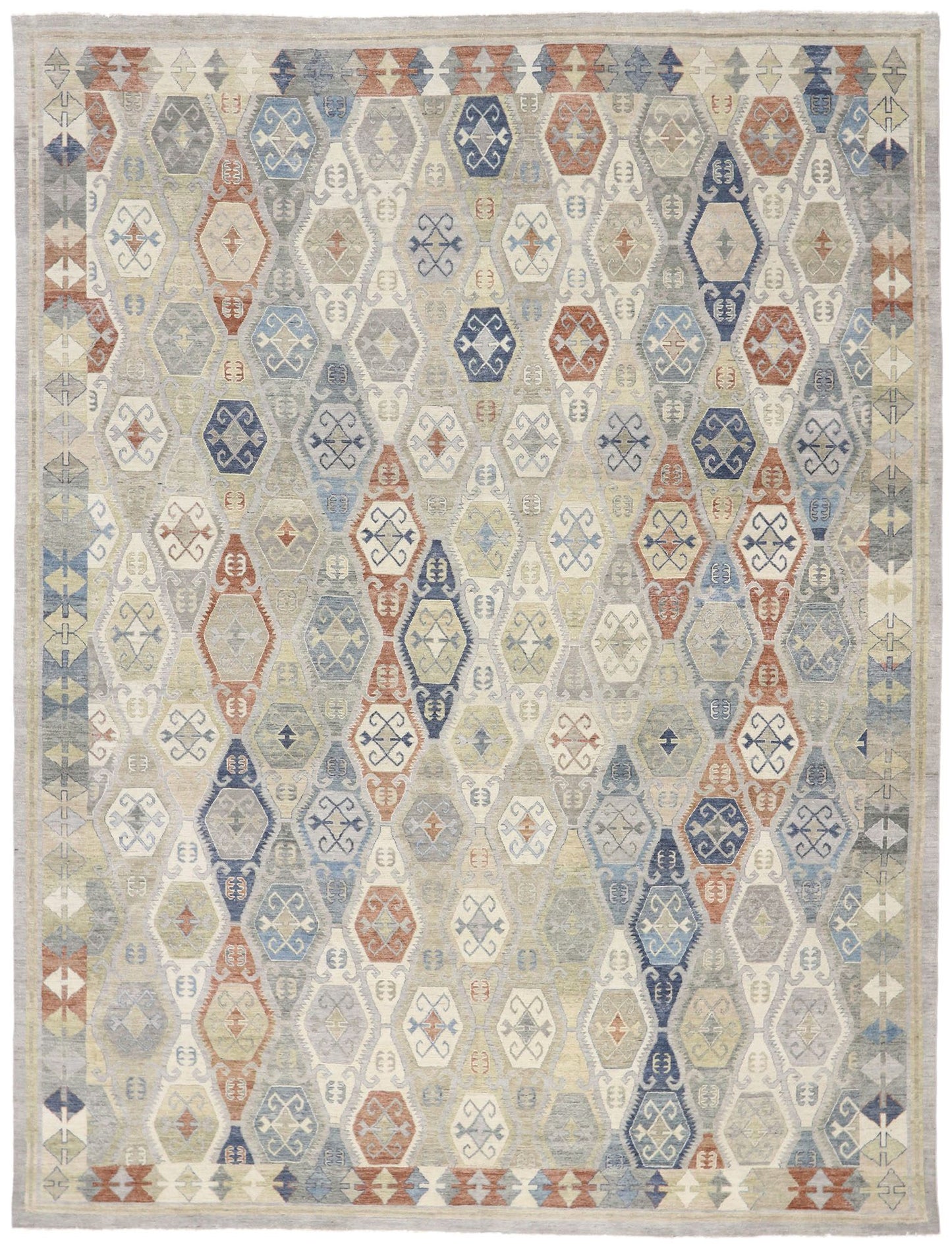 10 x 13 Vintage-Inspired Tribal Oushak Rug 30627
