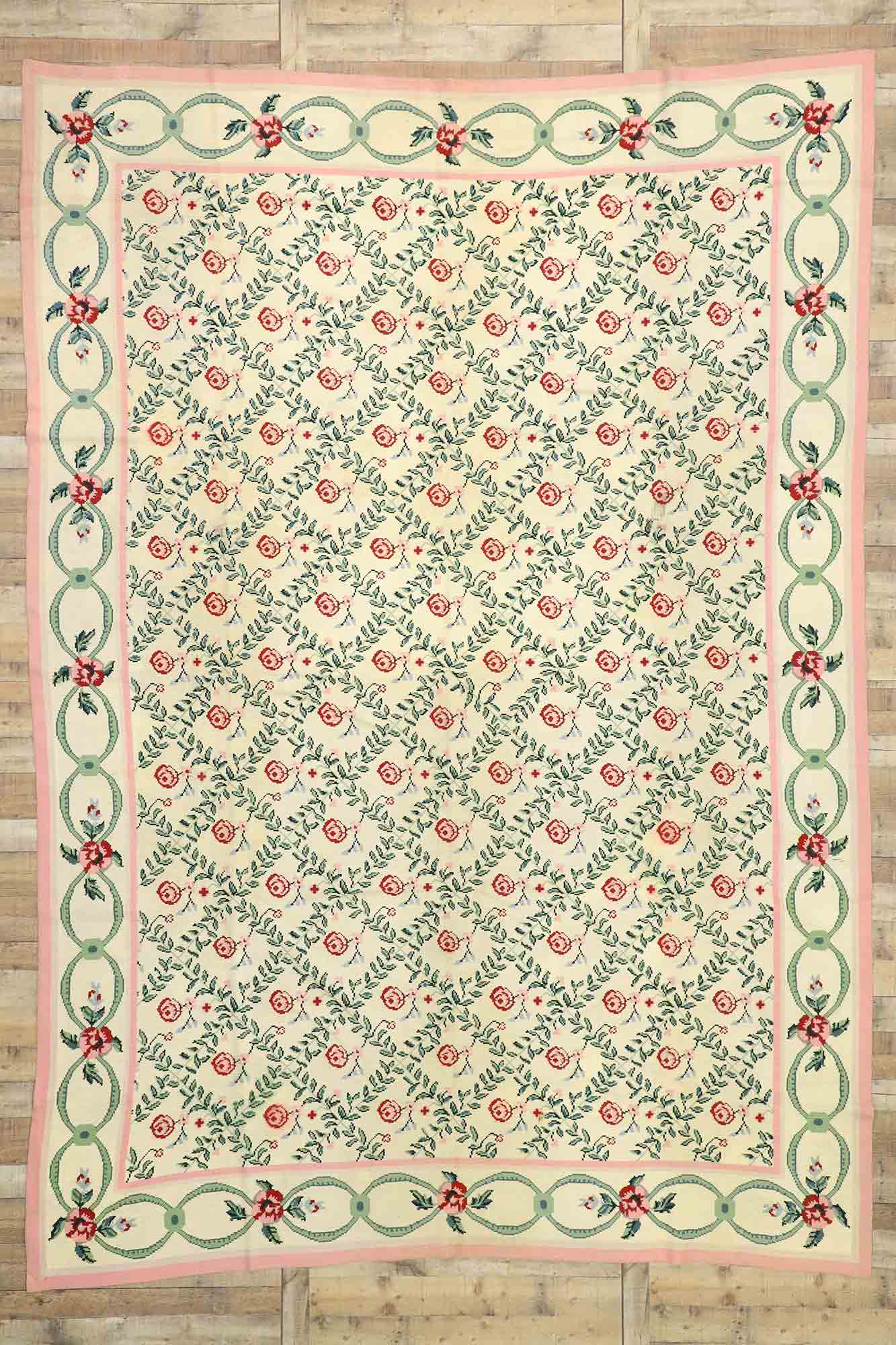 10 x 14 Vintage Chinese Needlepoint Rug 77205