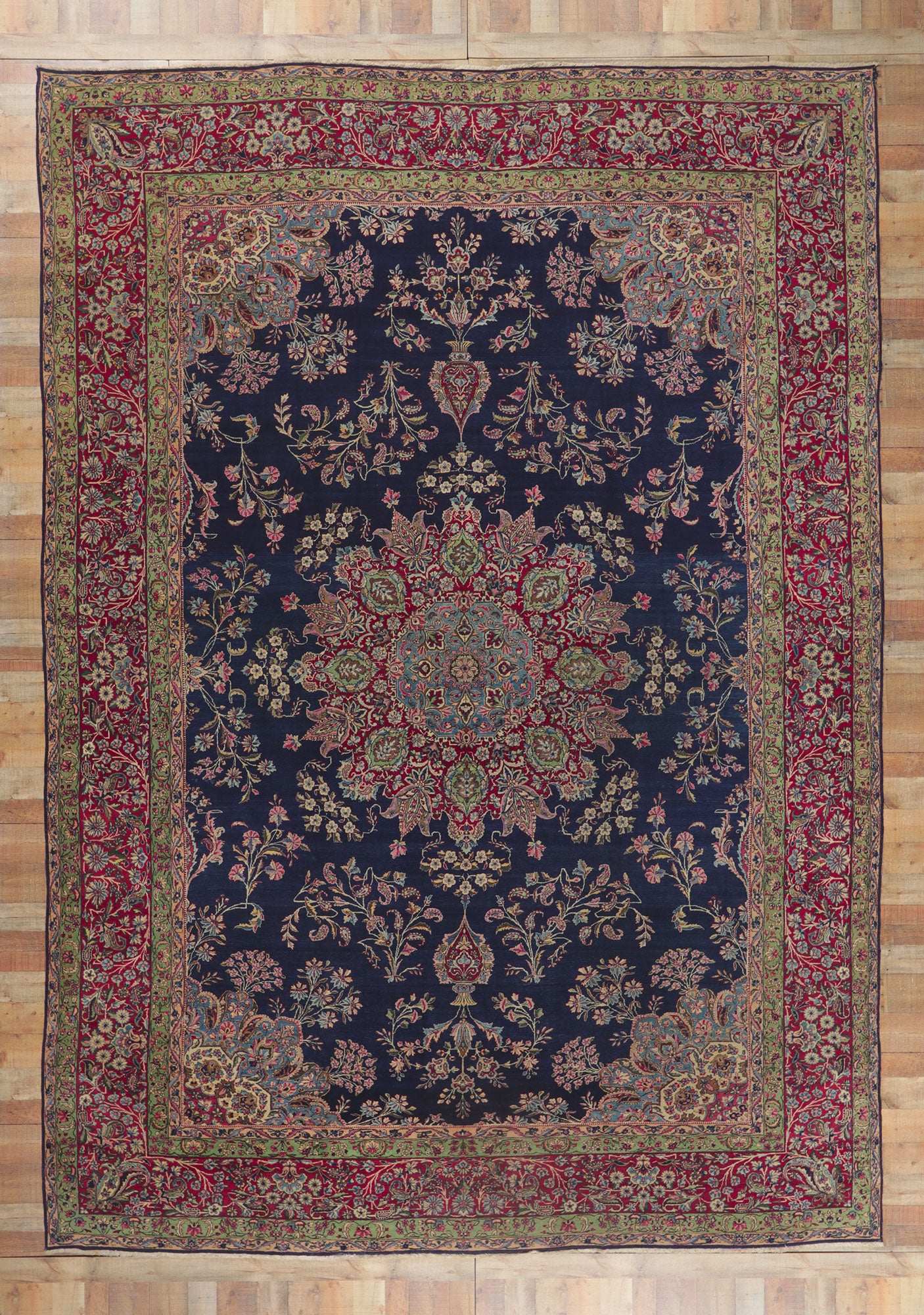 11 x 16 Vintage Persian Kerman Rug 78336