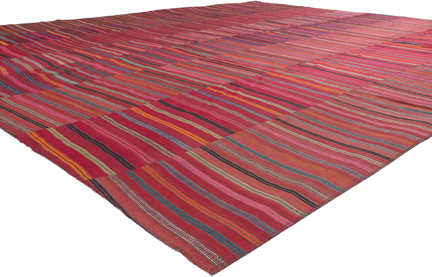 11 x 13 Vintage Turkish Striped Kilim Rug 60639
