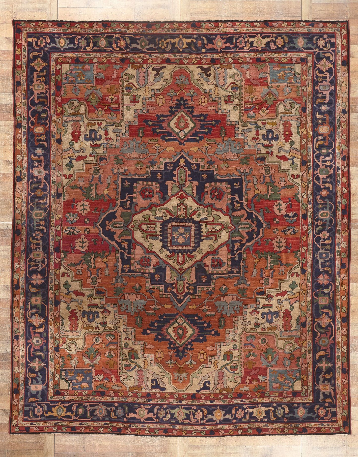 11 x 14 Antique European Hooked Rug 78606