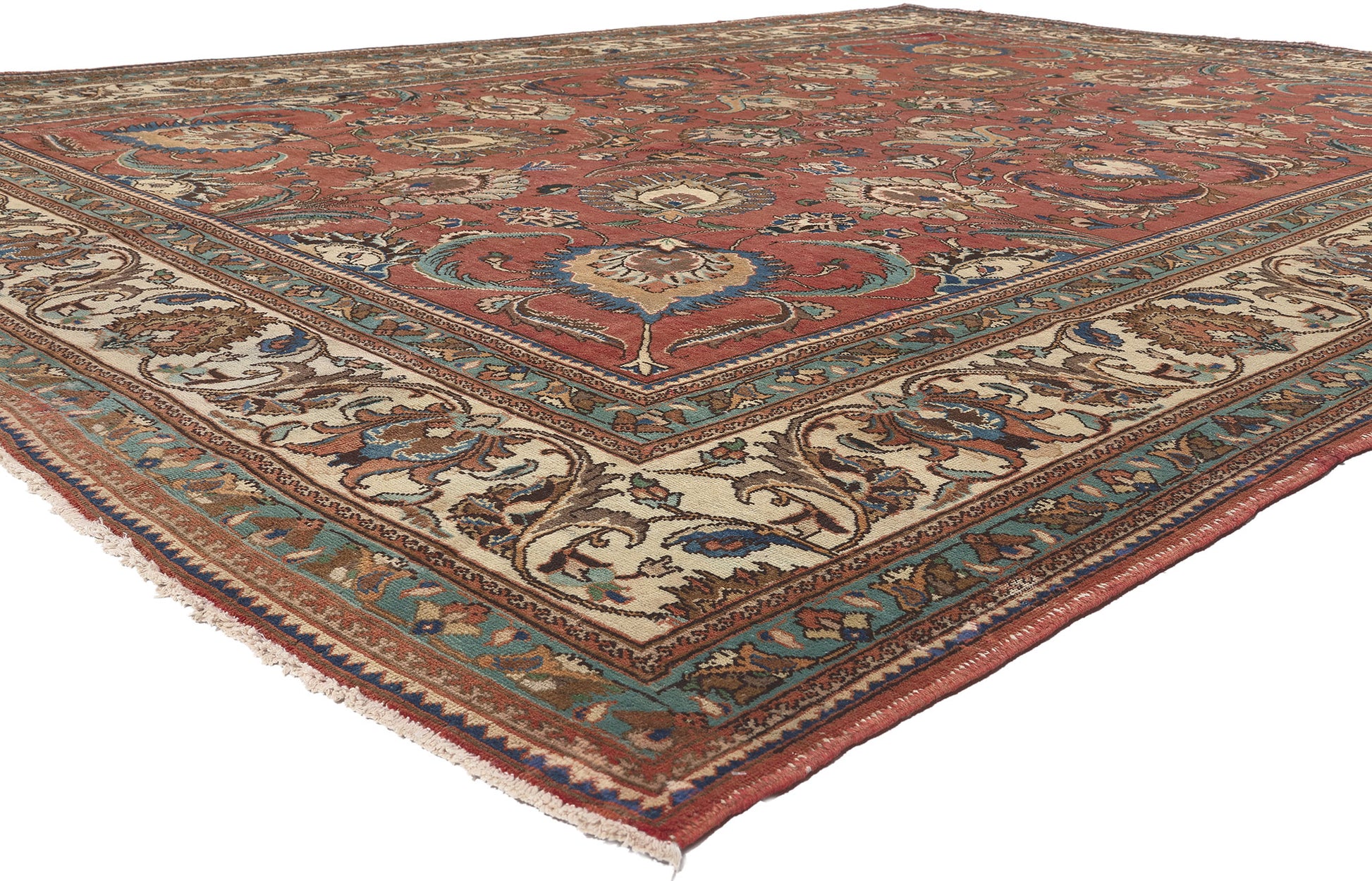 11 x 14 Vintage Persian Tabriz Rug 78590