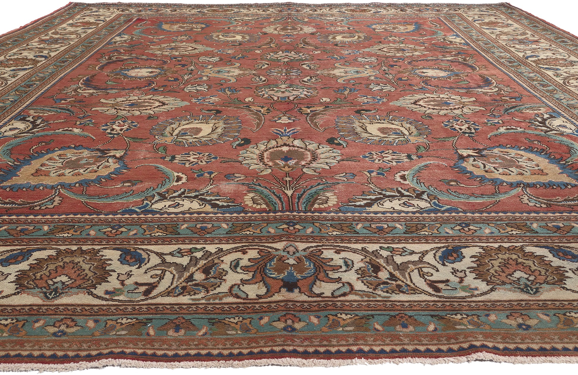 11 x 14 Vintage Persian Tabriz Rug 78590