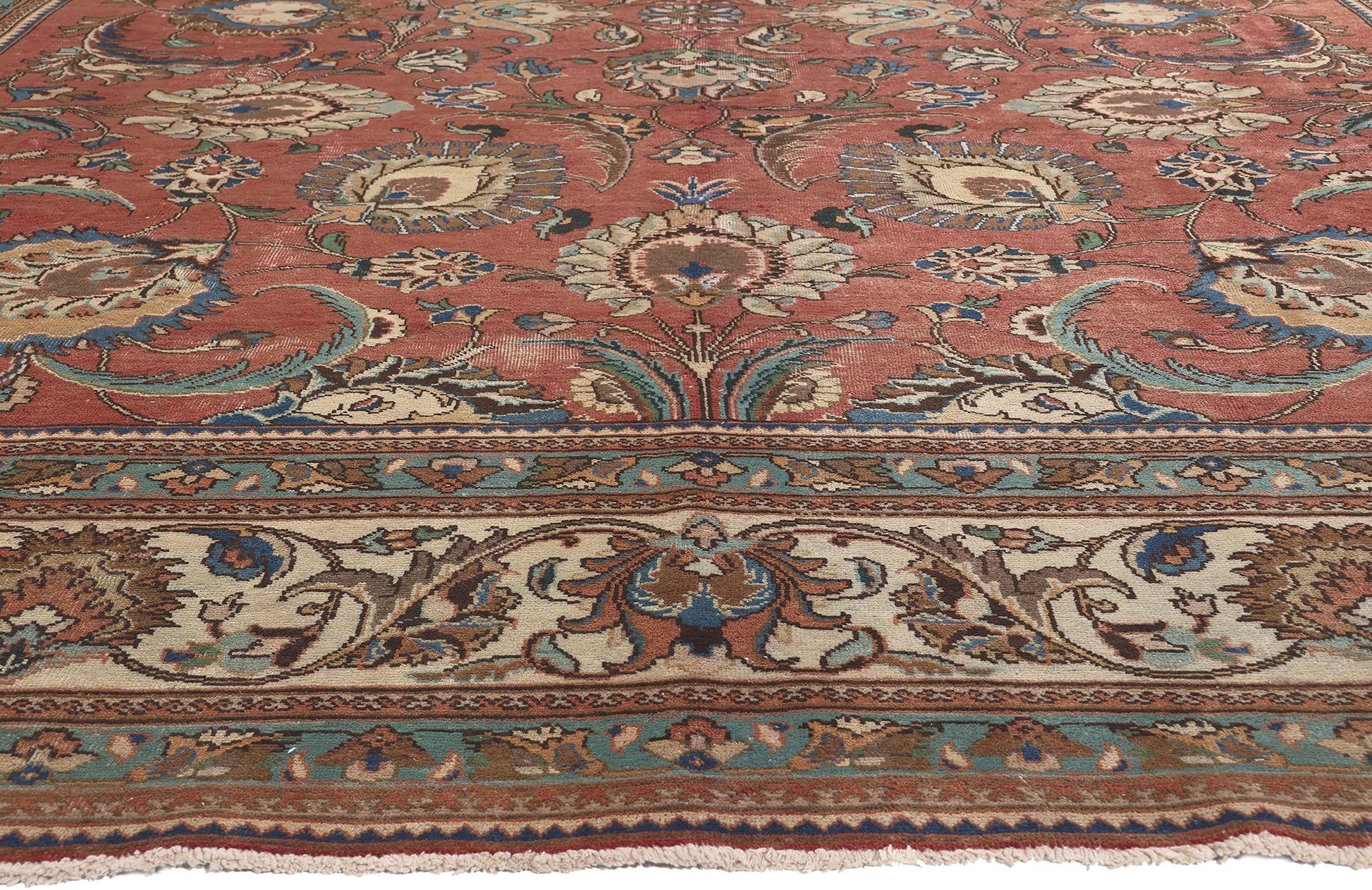 11 x 14 Vintage Persian Tabriz Rug 78590