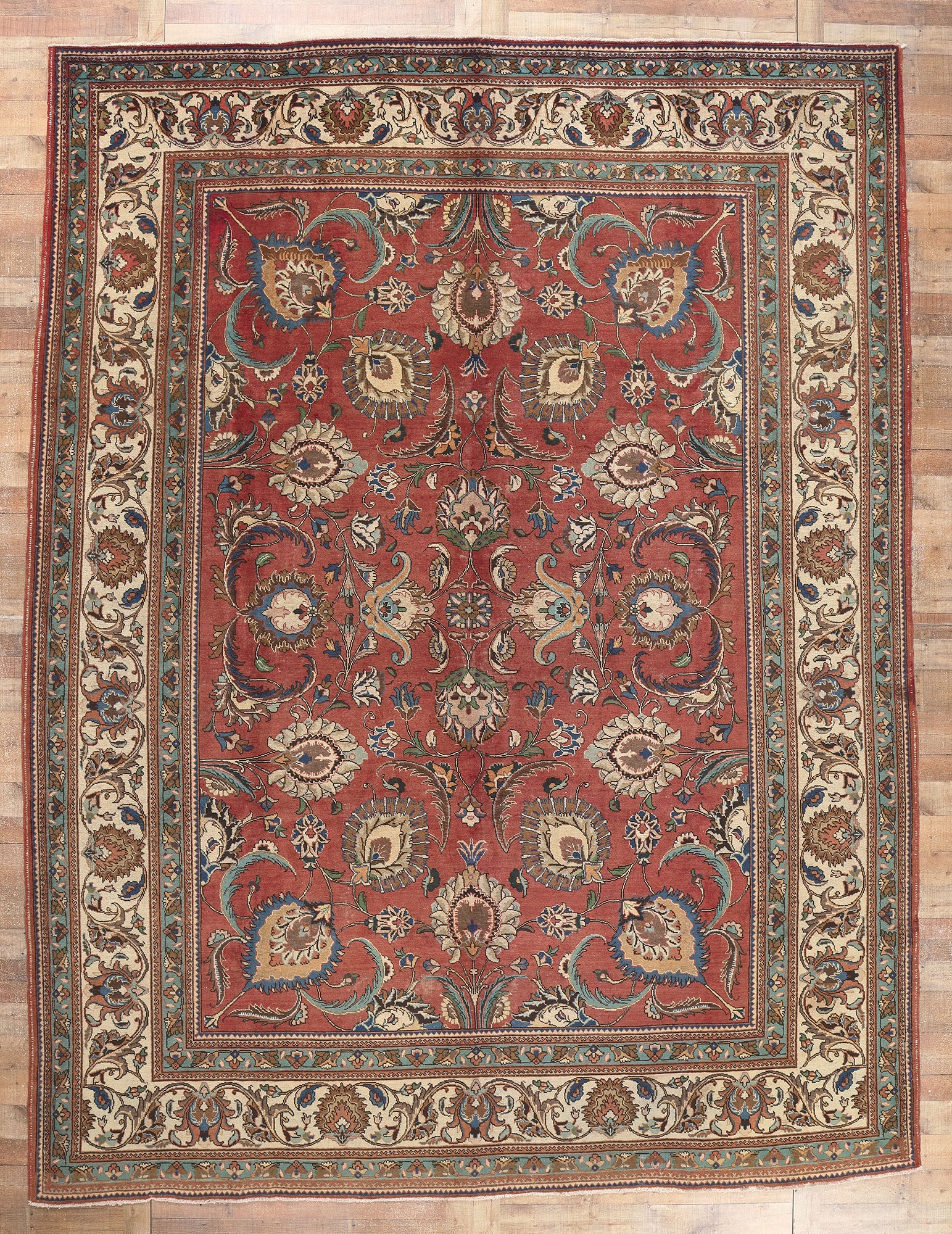 11 x 14 Vintage Persian Tabriz Rug 78590