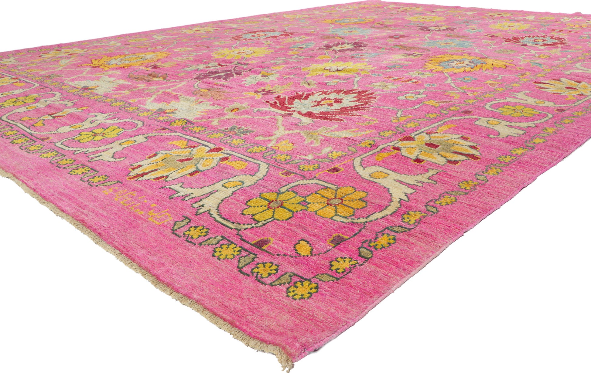 11 x 15 Turkish Pink Colorful Oushak Rug 60660