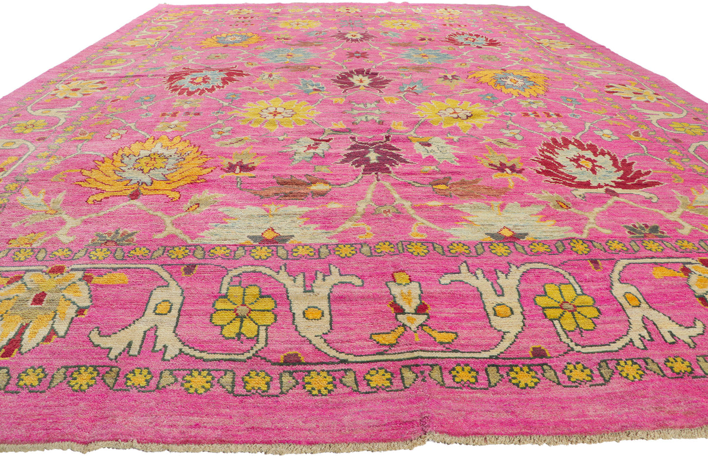 11 x 15 Turkish Pink Colorful Oushak Rug 60660