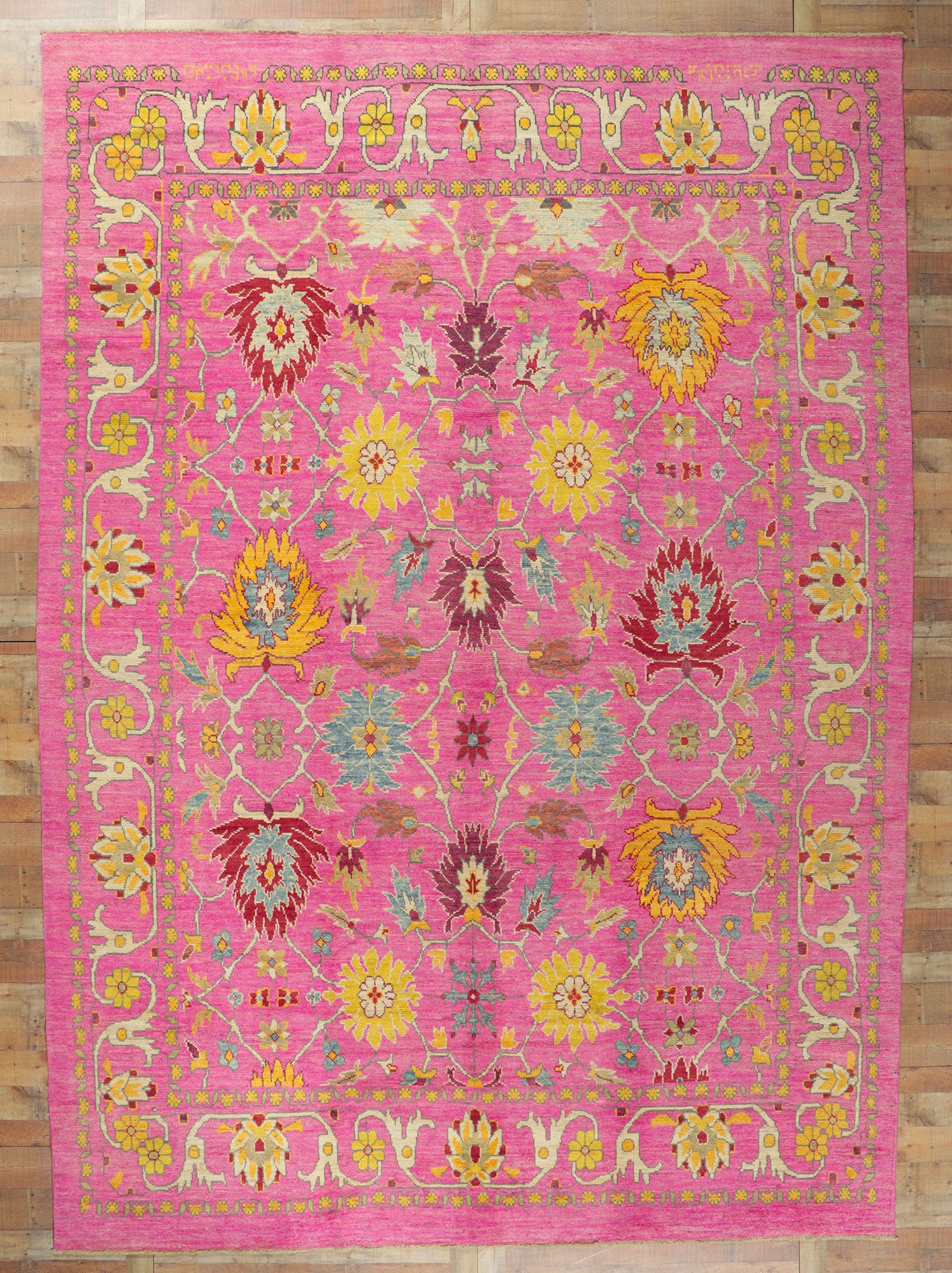 11 x 15 Turkish Pink Colorful Oushak Rug 60660