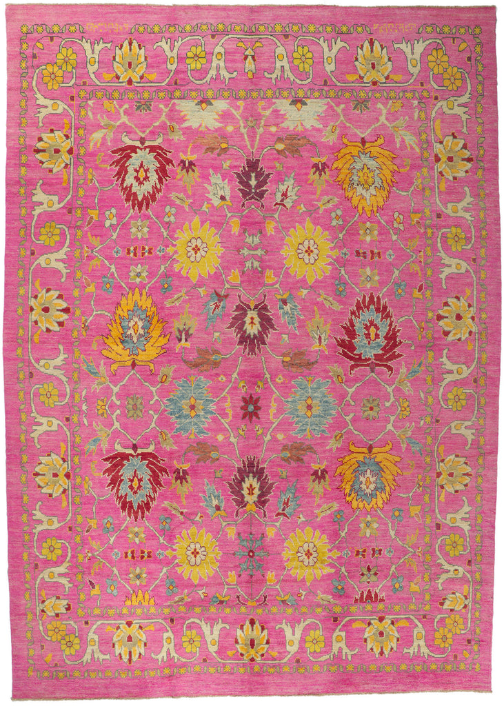 11 x 15 Turkish Pink Colorful Oushak Rug 60660