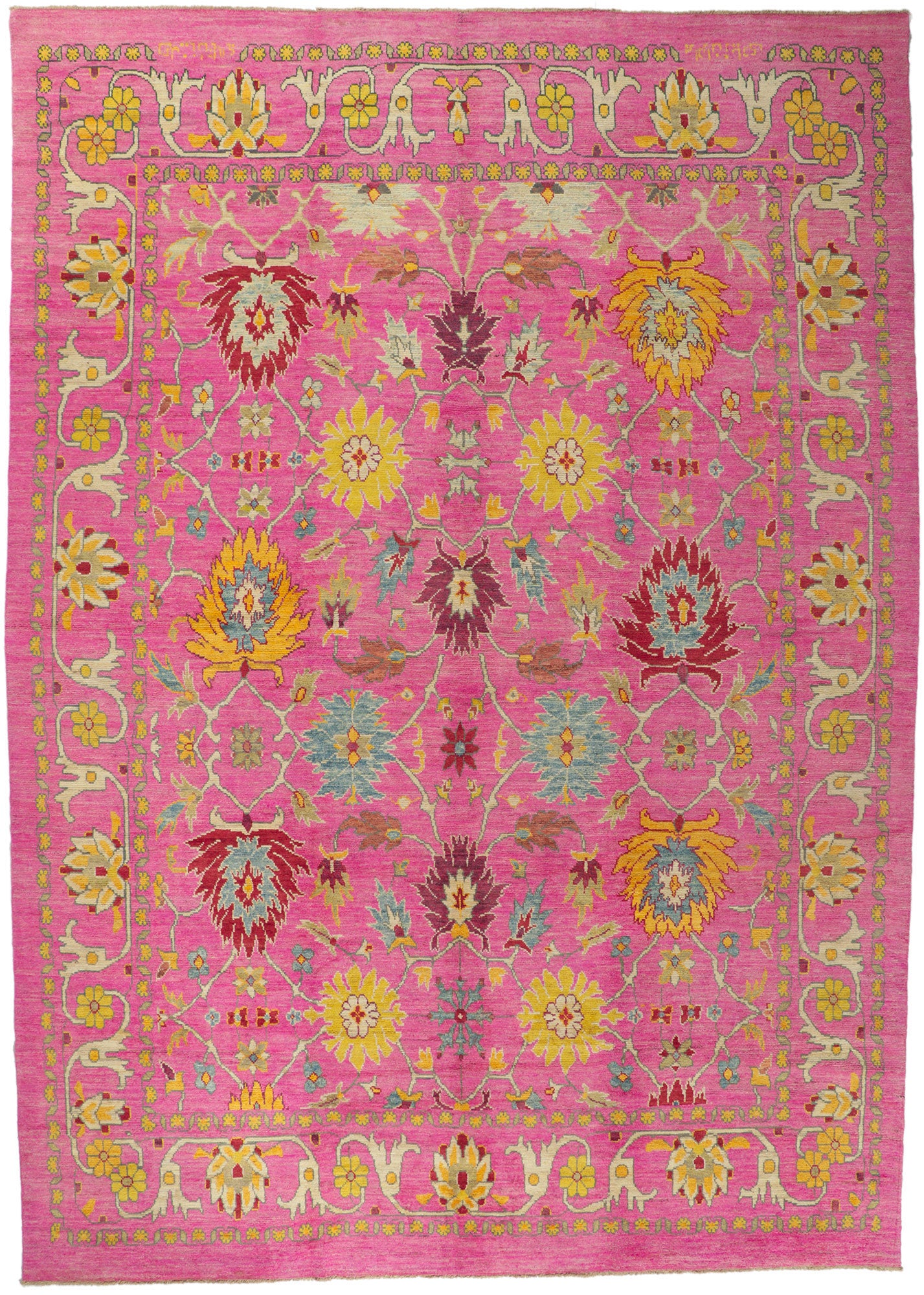 11 x 15 Turkish Pink Colorful Oushak Rug 60660