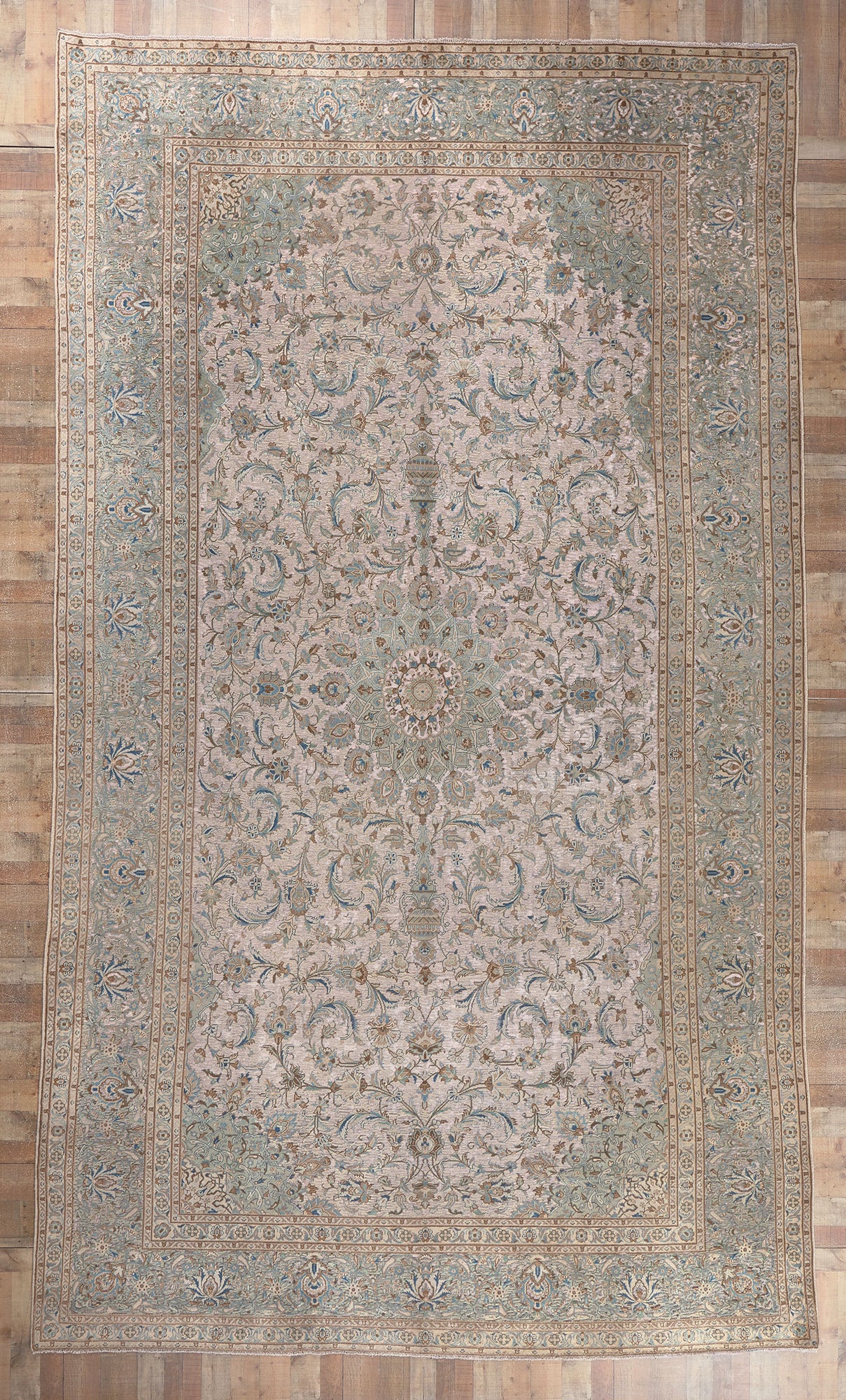 11 x 19 Vintage Persian Kashan Rug 78589