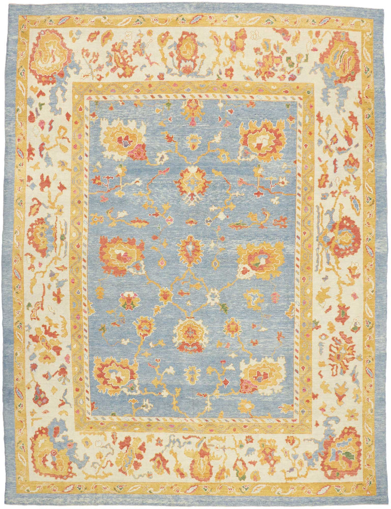 12 x 16 Modern Blue Turkish Oushak Rug 52381