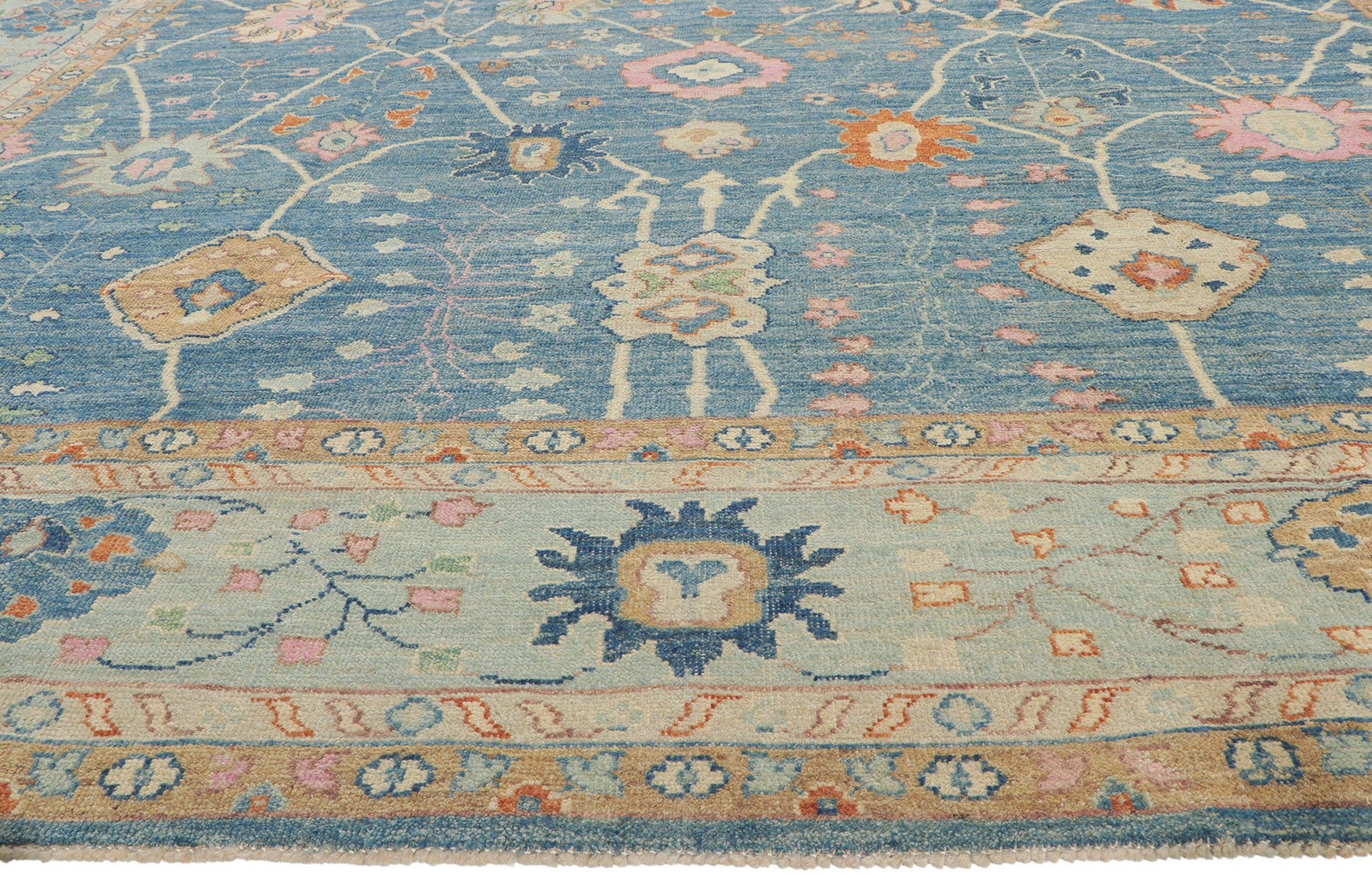 12 x 14 Colorful Blue Oushak Rug 80933