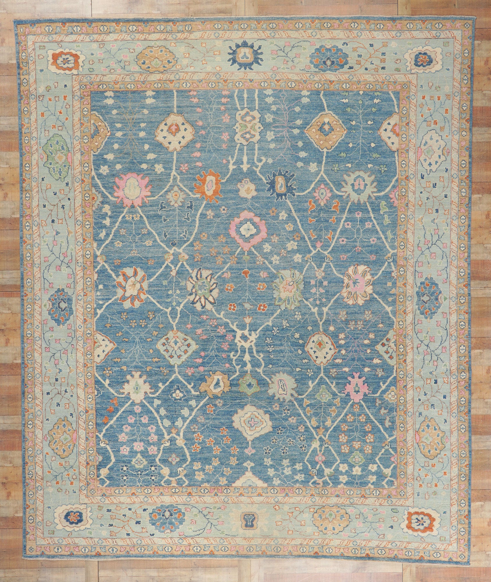 12 x 14 Colorful Blue Oushak Rug 80933