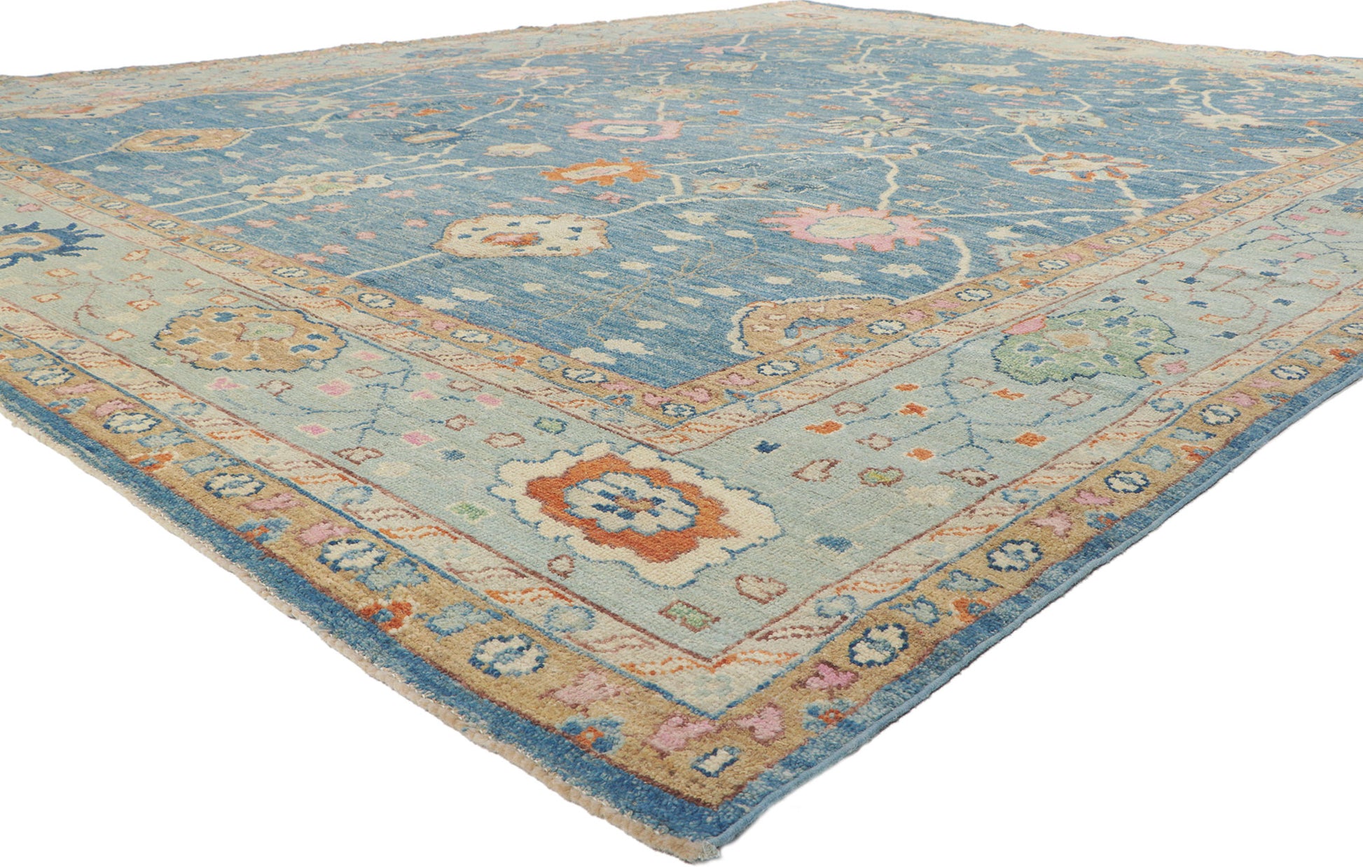 12 x 14 Colorful Blue Oushak Rug 80933