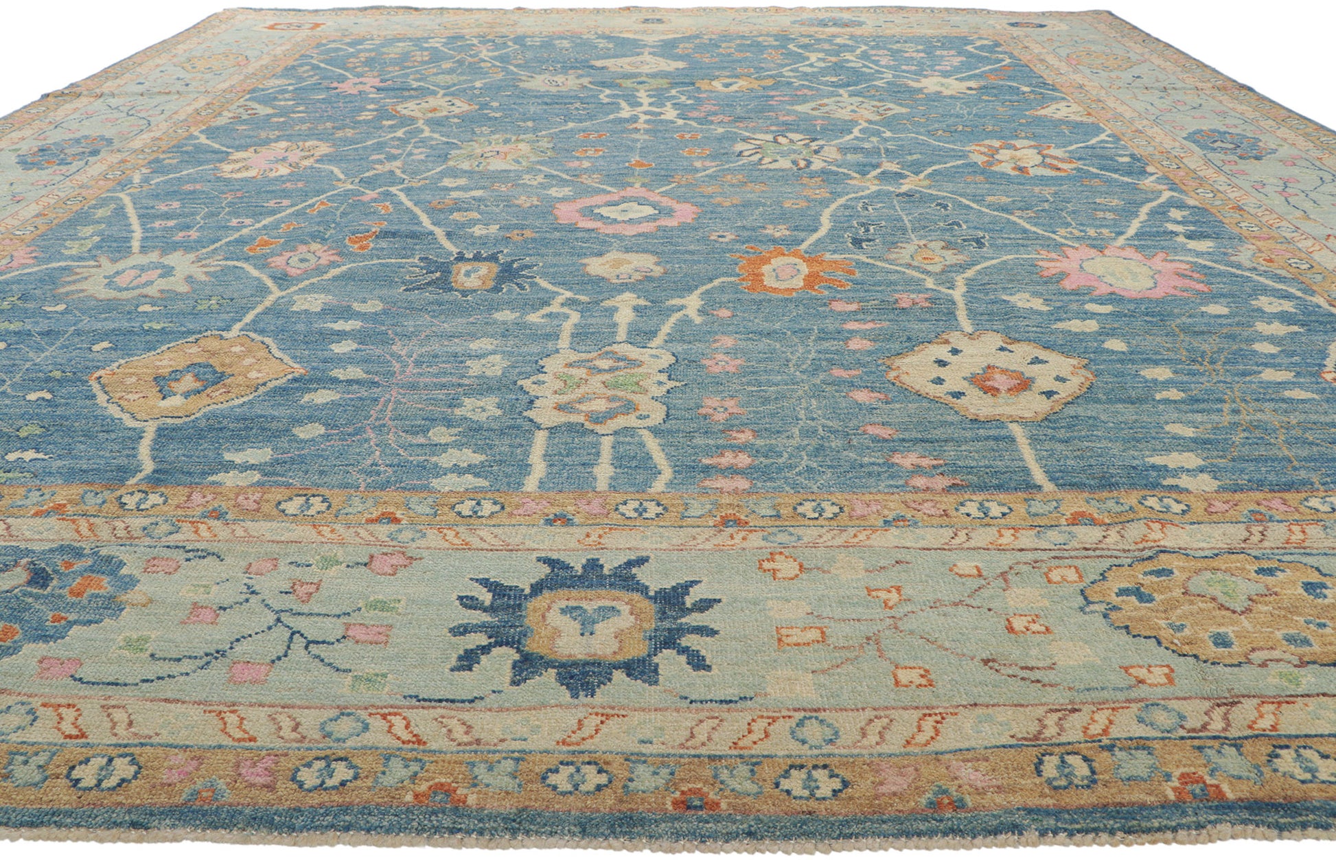 12 x 14 Colorful Blue Oushak Rug 80933