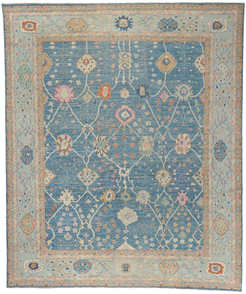 12 x 14 Colorful Blue Oushak Rug 80933