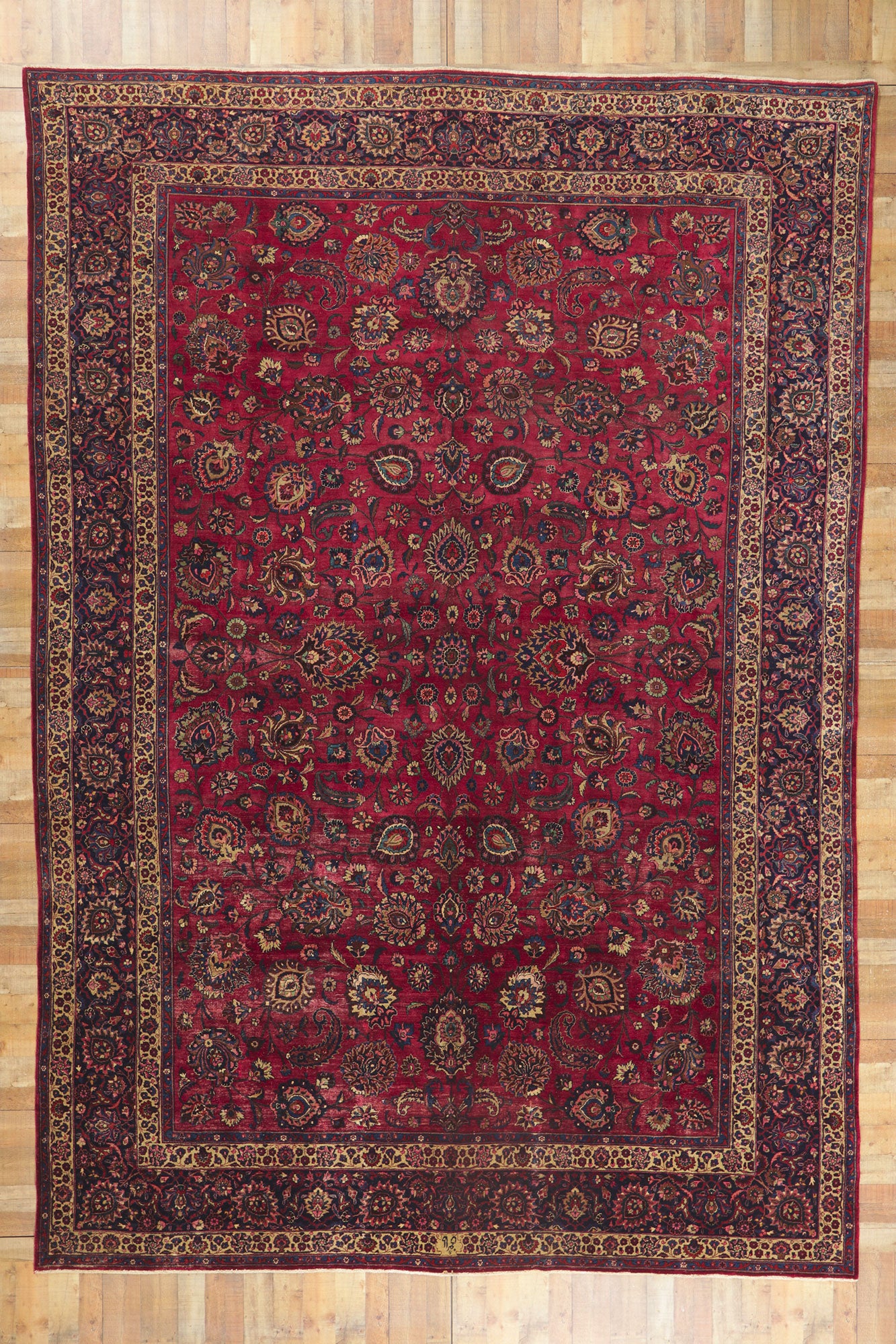 12 x 17 Antique Persian Mashhad Rug 61201