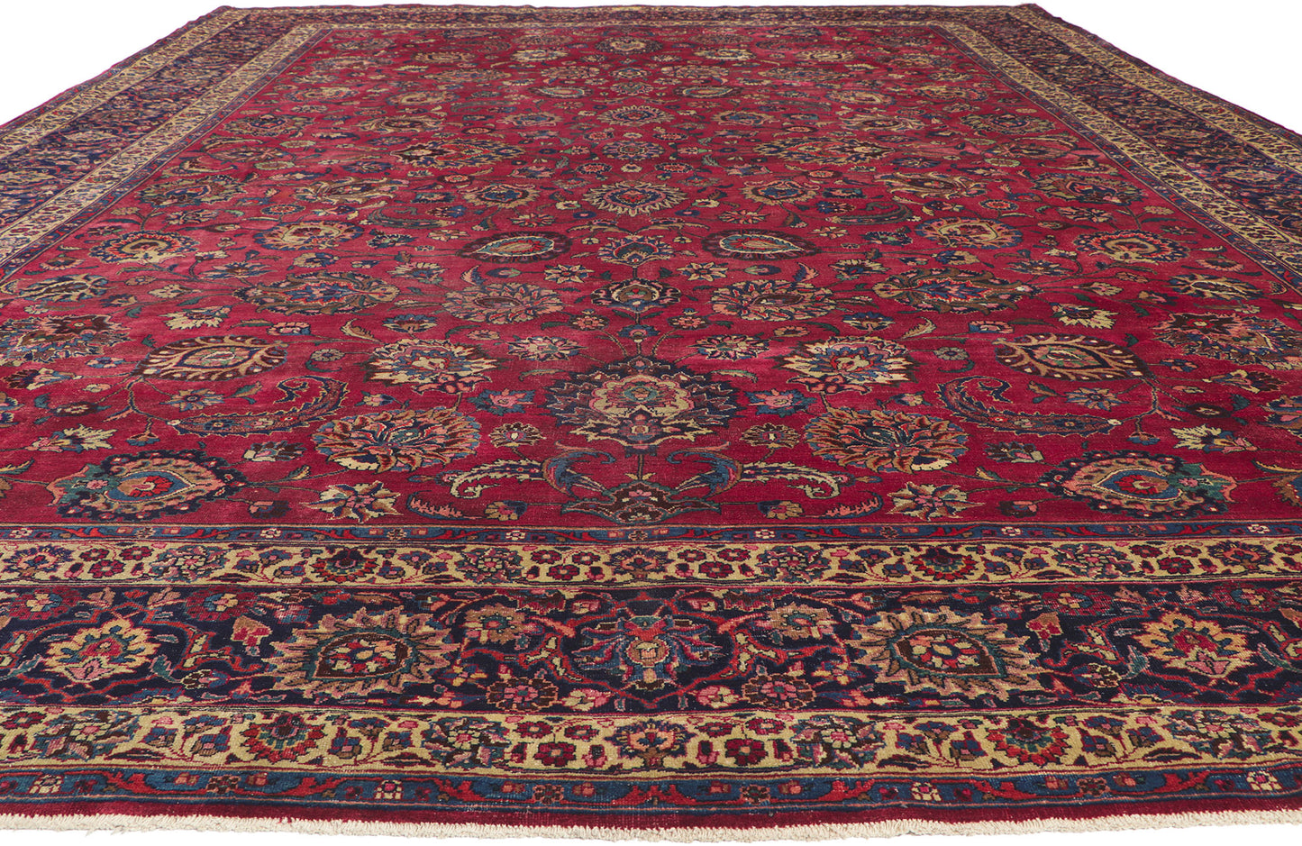 12 x 17 Antique Persian Mashhad Rug 61201