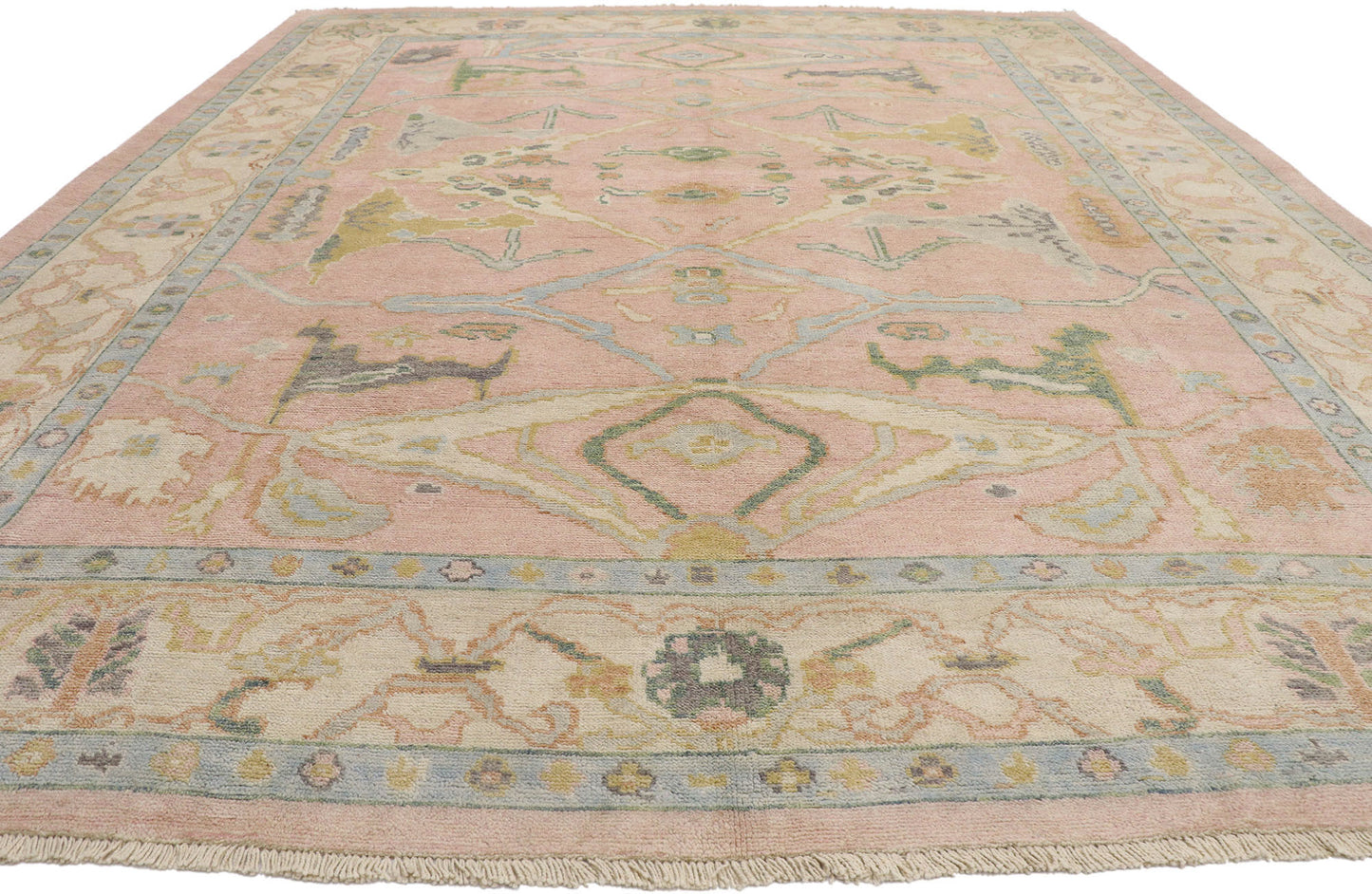 12 x 15 Pastel Pink Oushak Rug 80672