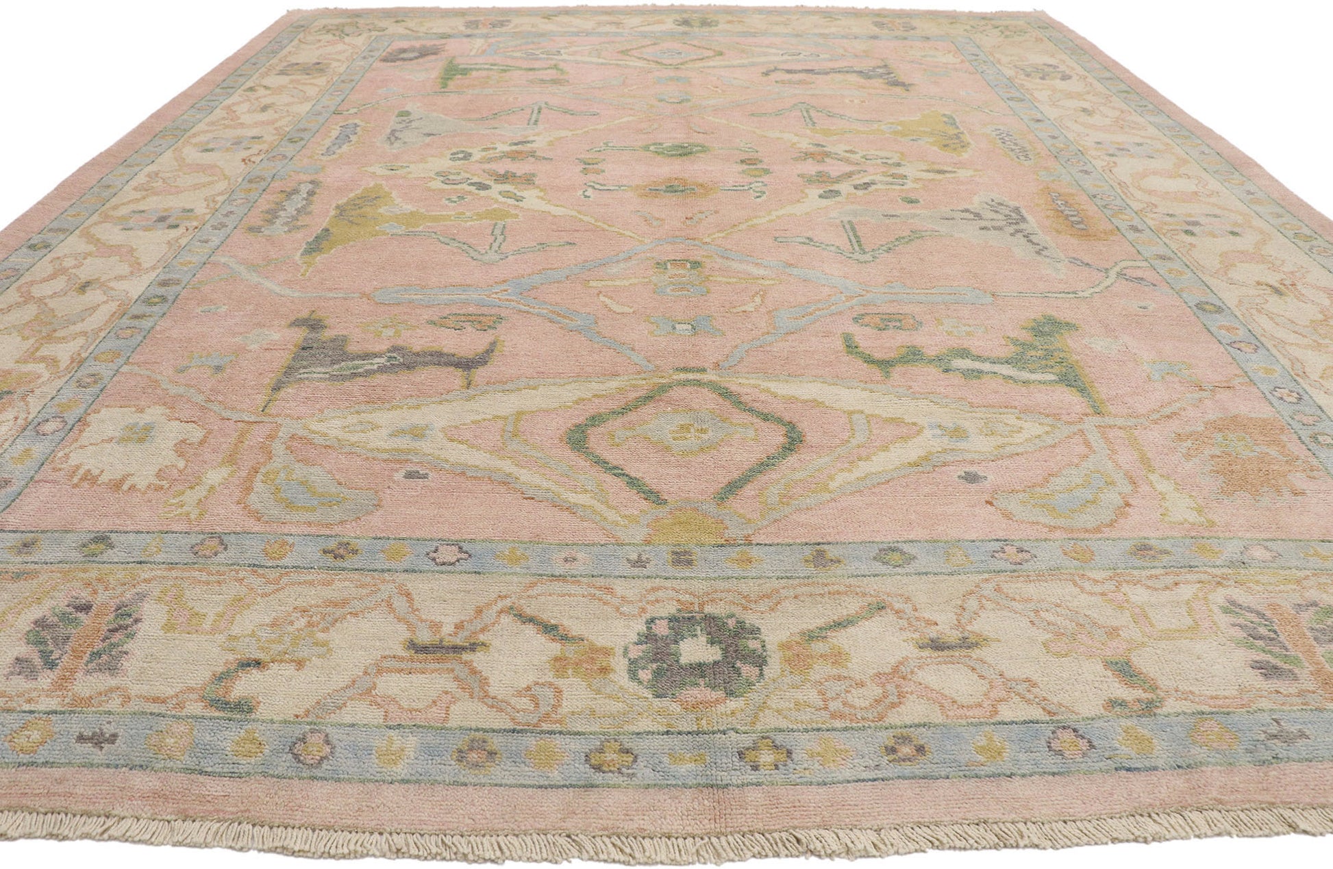 12 x 15 Pastel Pink Oushak Rug 80672