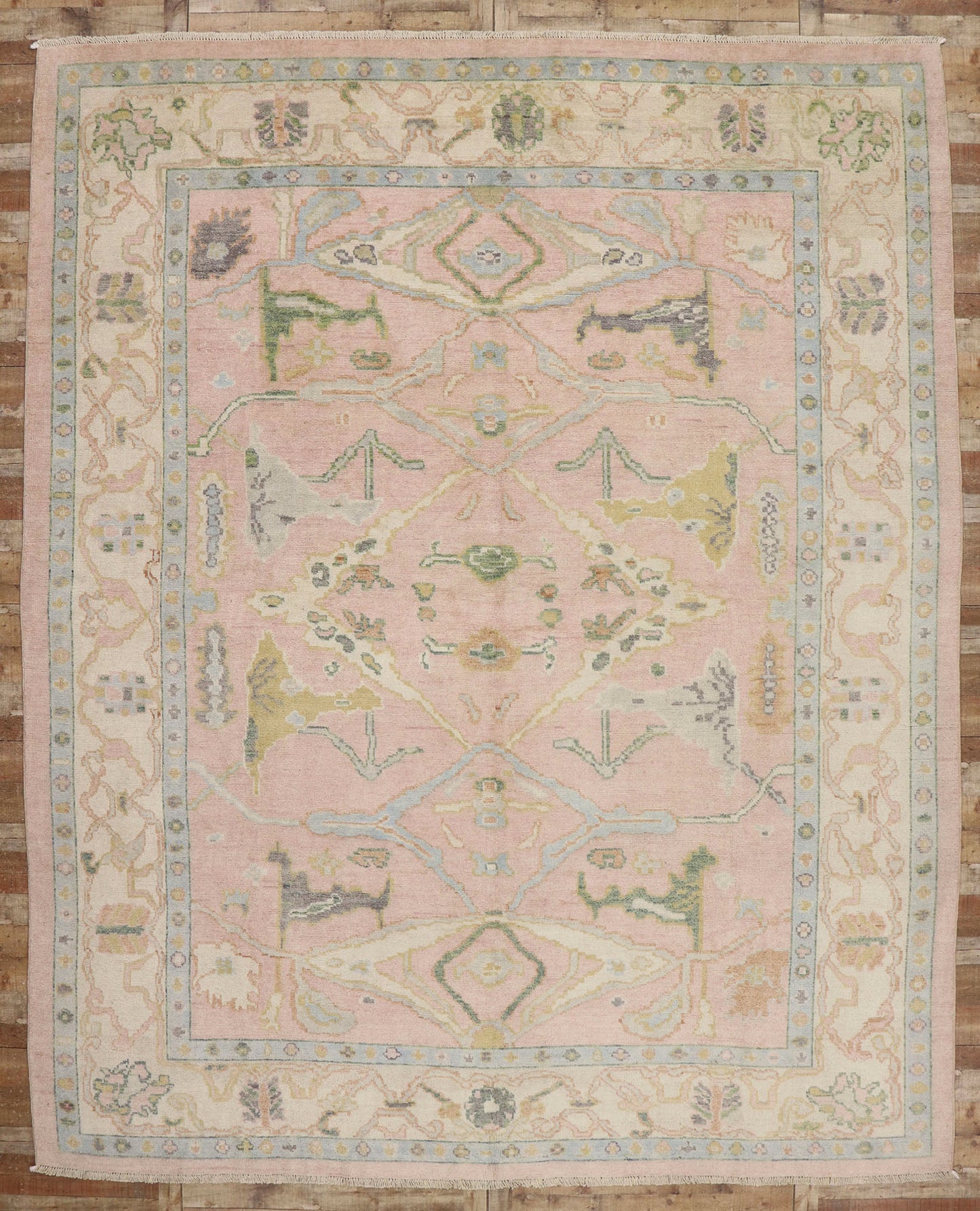 12 x 15 Pastel Pink Oushak Rug 80672