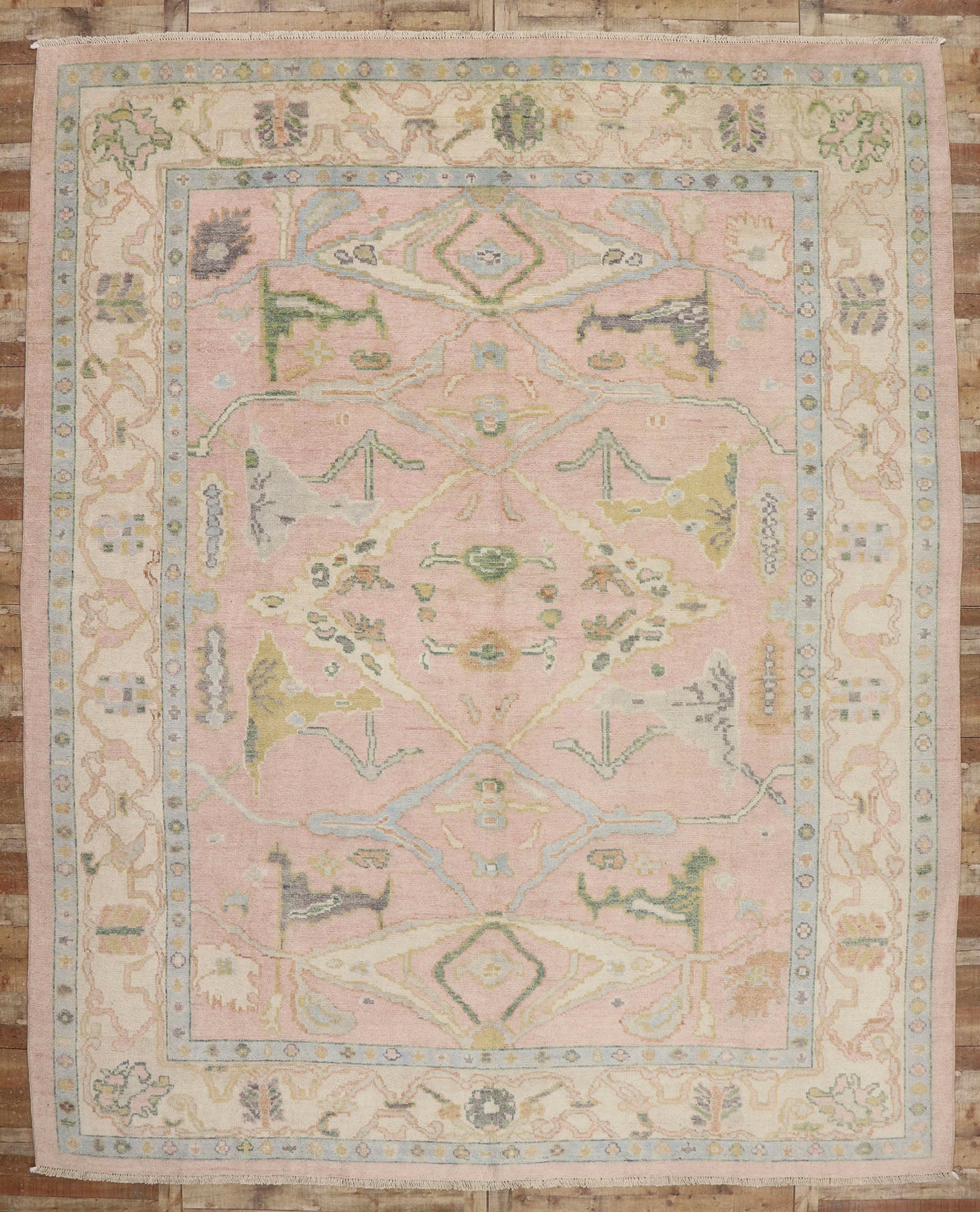 12 x 15 Pastel Pink Oushak Rug 80672