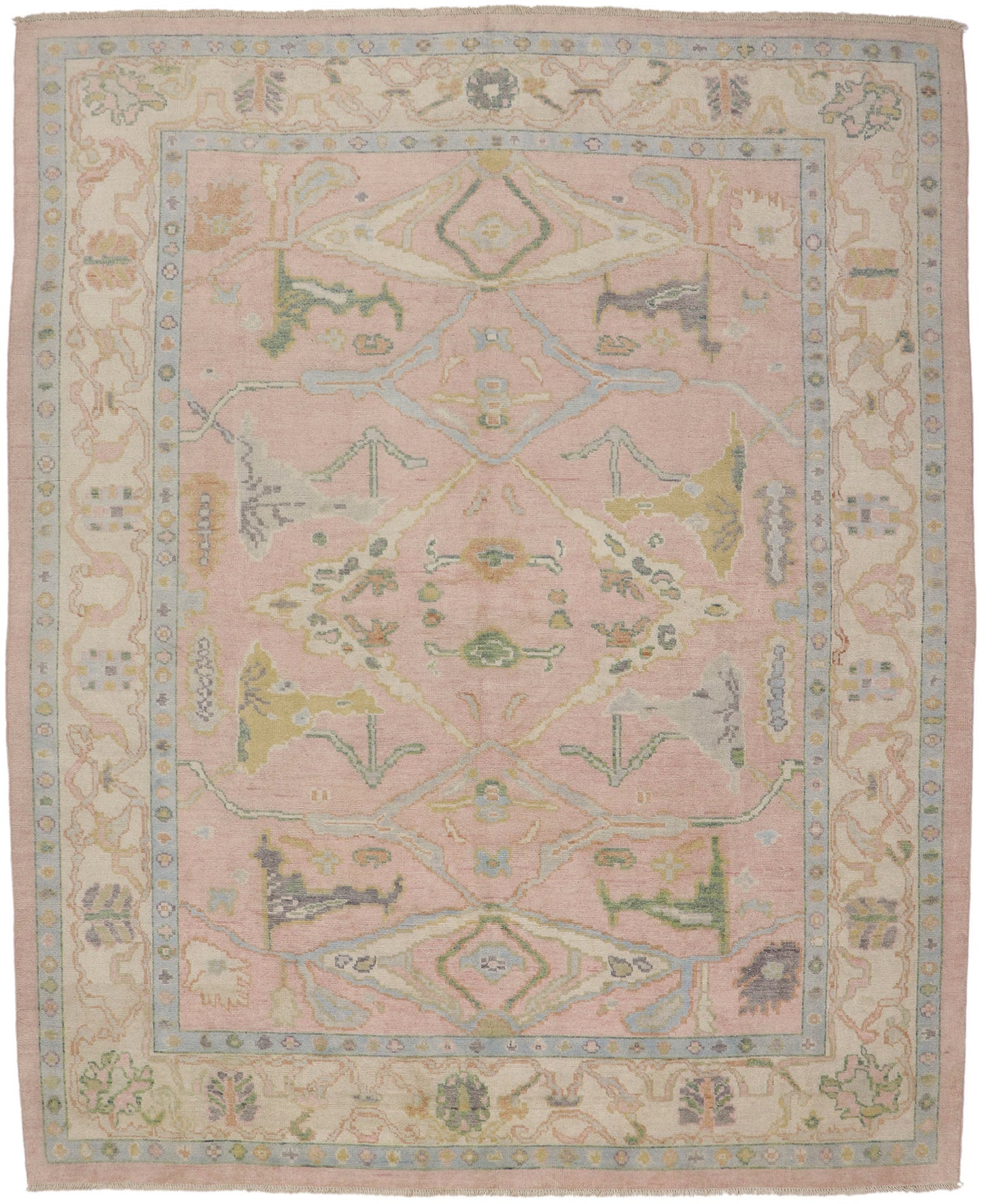 12 x 15 Pastel Pink Oushak Rug 80672