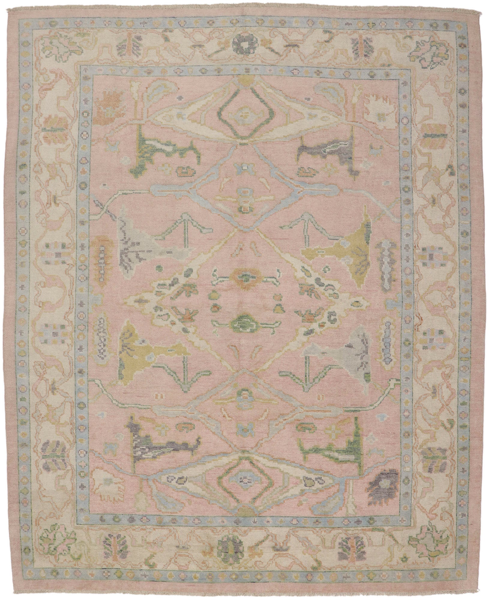 12 x 15 Pastel Pink Oushak Rug 80672