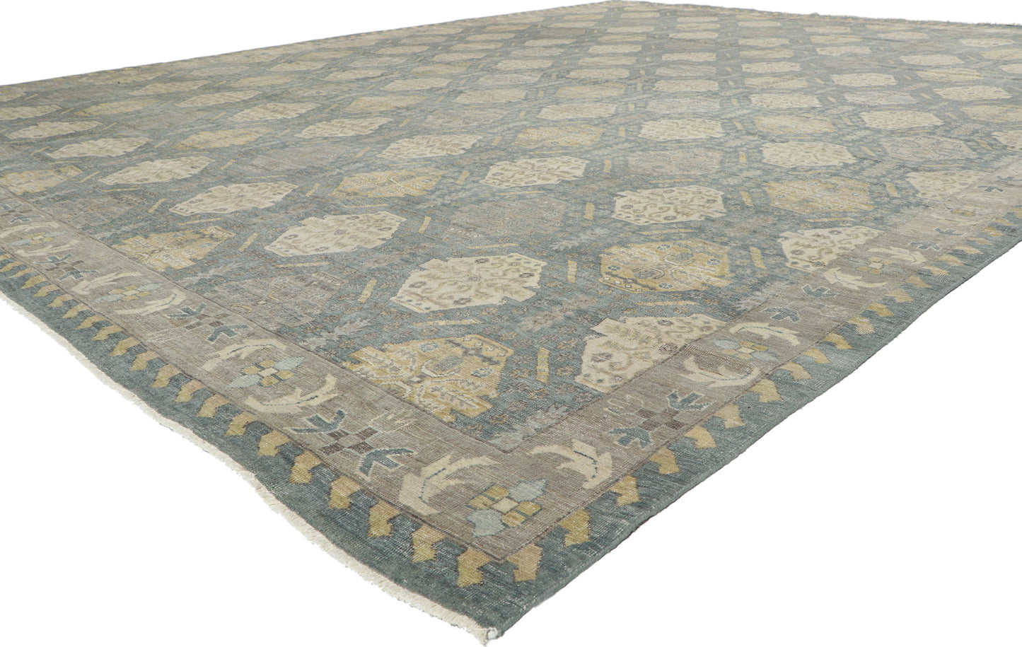 12 x 15 Vintage-Inspired Blue Oushak Rug 30622