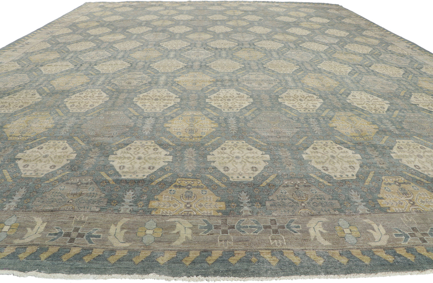 12 x 15 Vintage-Inspired Blue Oushak Rug 30622